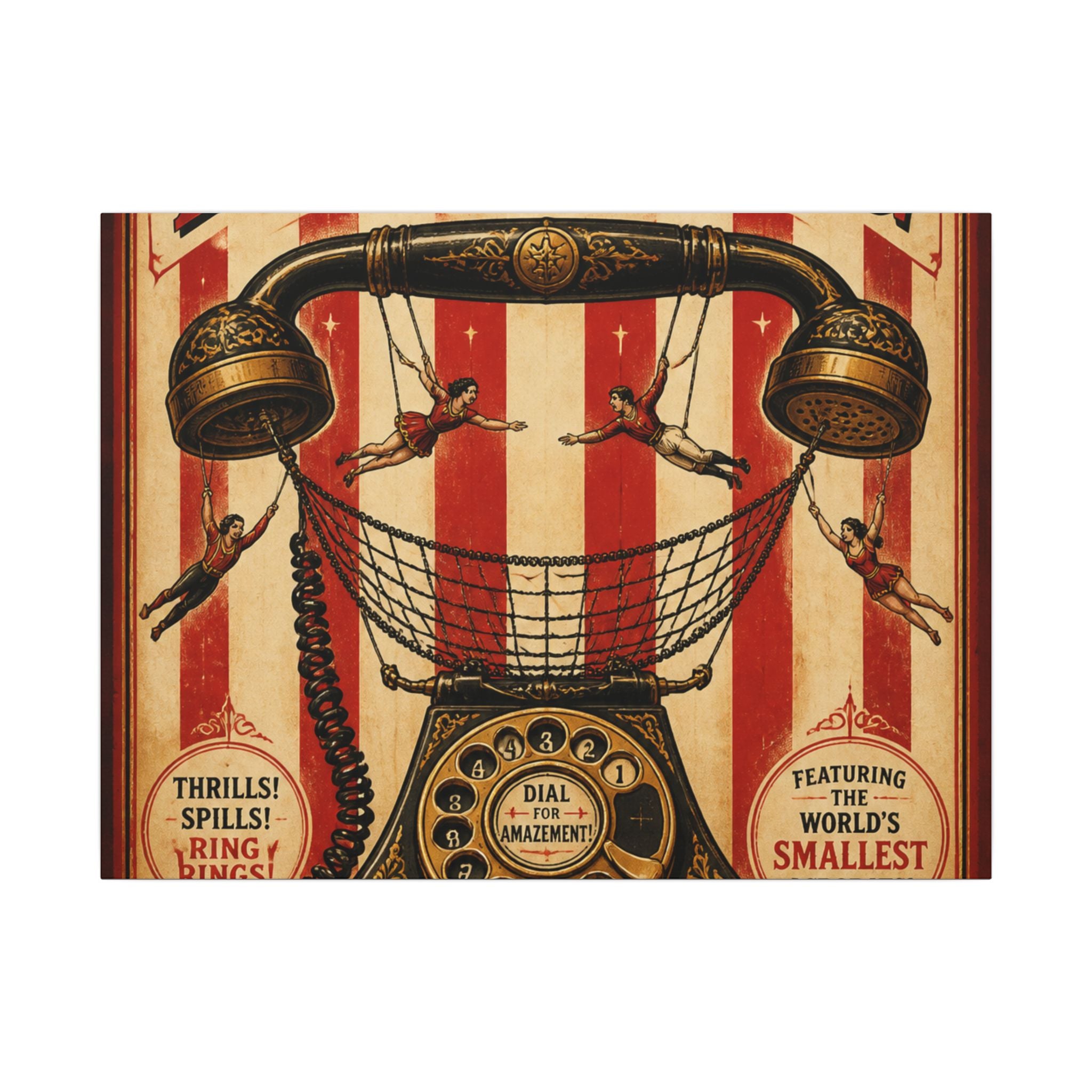 Vintage Telephone Booth Wall Art Canvas 16×20 Vintage Circus Kitchen Decor Maximalist Print