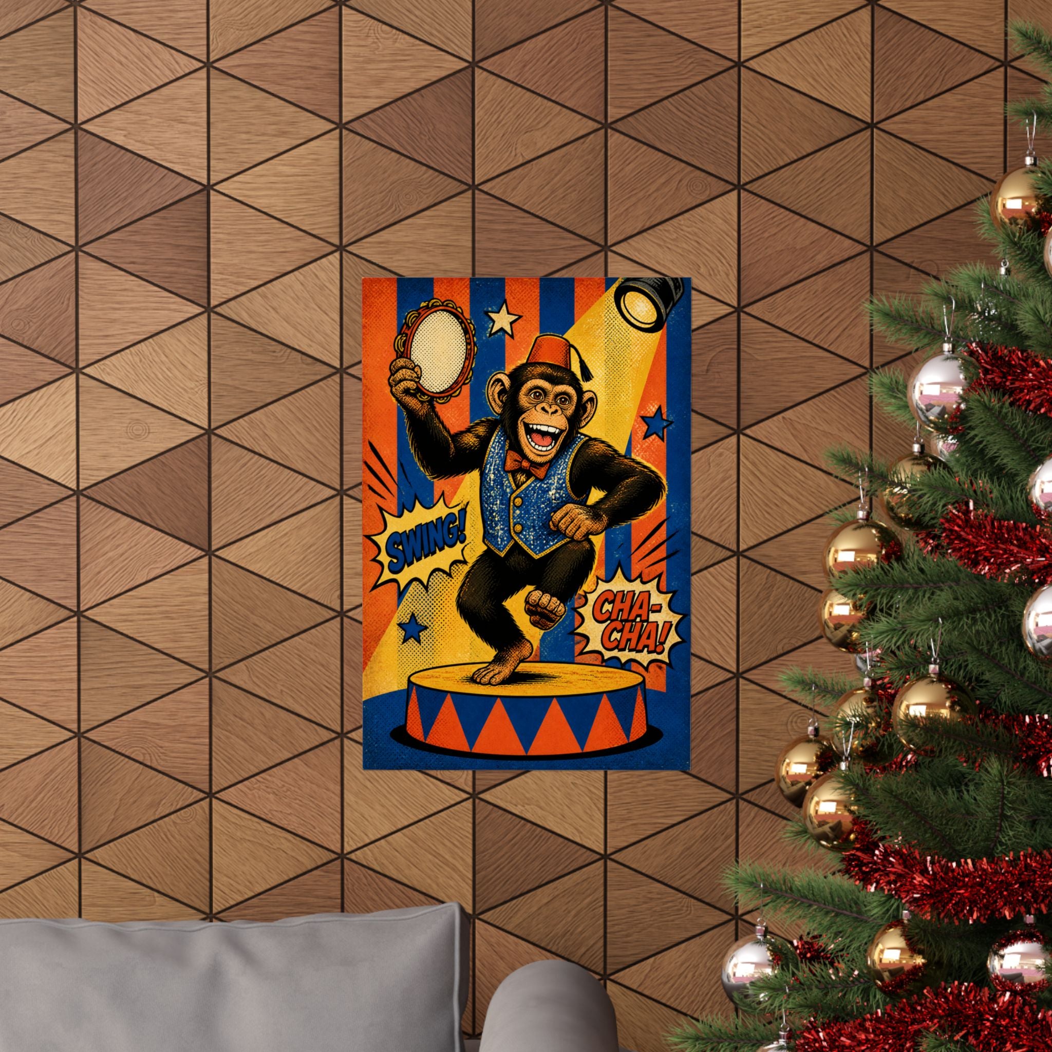 Dancing Monkey Wall Art Poster 18×24 Pop Art Living Room Decor Maximalist Print