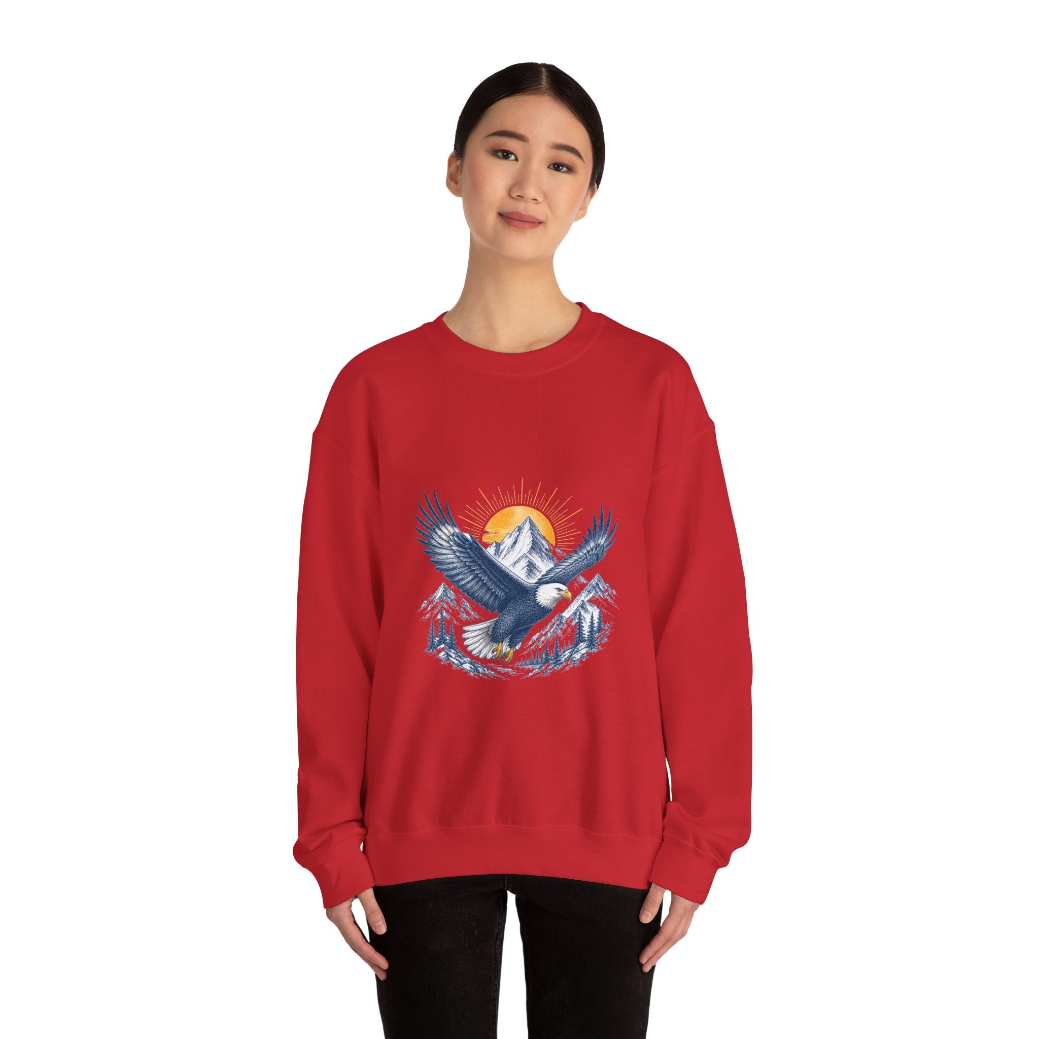 Matching Couple Sweatshirt - Eagle & Whale Matching Couple Premium Fleece Sweatshirt Hand-Drawn Art His Hers Anniversary Gift - Design A