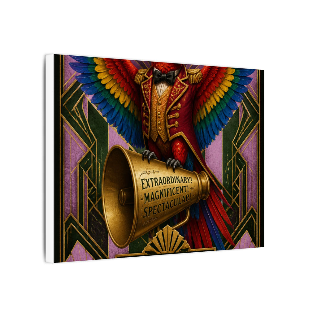 Parrot Ringmaster Wall Art Canvas 16×20 Art Deco Entryway Decor Maximalist Print
