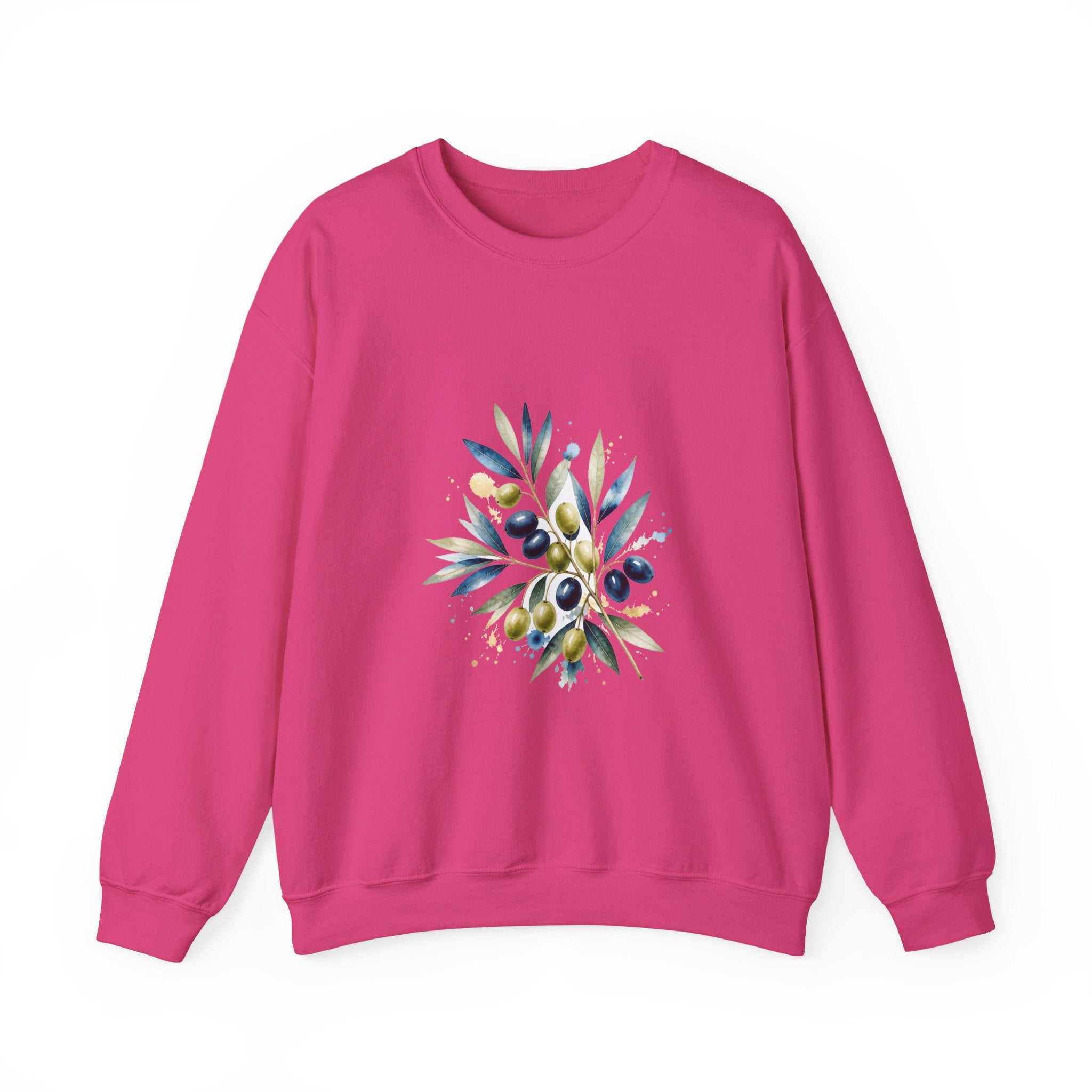 Matching Couple Sweatshirt - Olive Branch & Fig Matching Couple Comfort Colors Crew Watercolor Art His Hers Birthday Gift - Design A