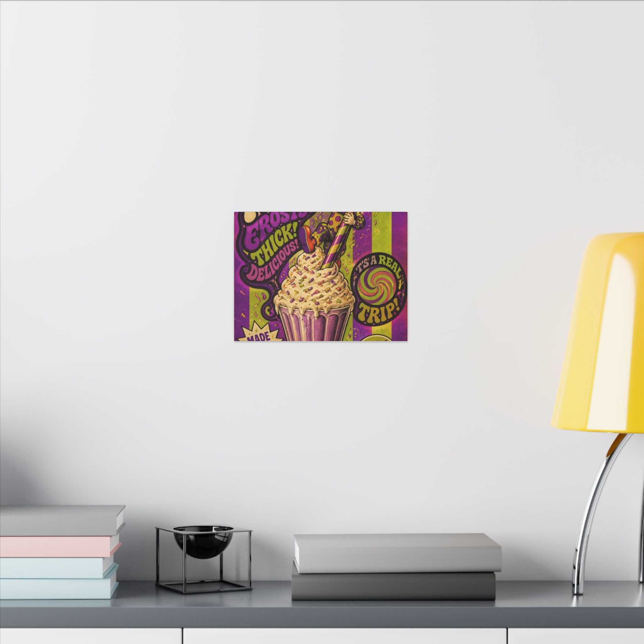 Milkshake Slide Clown Wall Art Canvas 16×20 Psychedelic Cafe Decor Maximalist Print