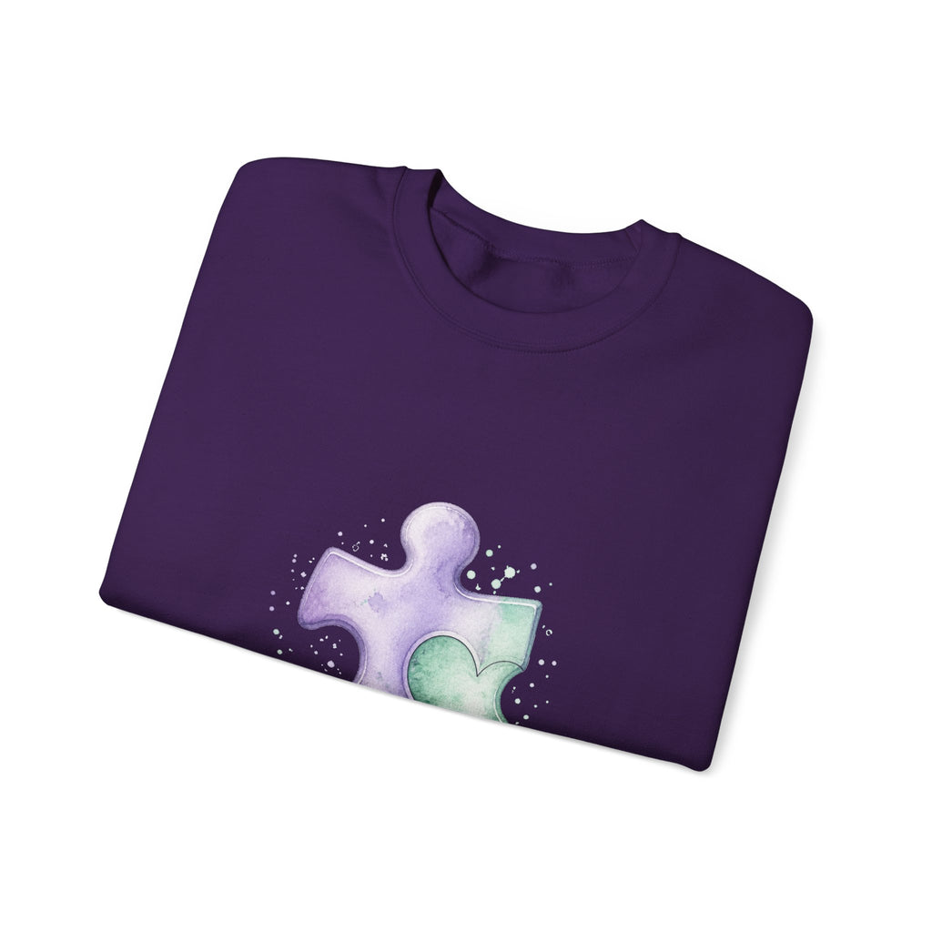 Matching Couple Sweatshirt - Puzzle Pieces Matching Couple Comfort Colors Crew Watercolor Art His Hers Birthday Gift - Design A