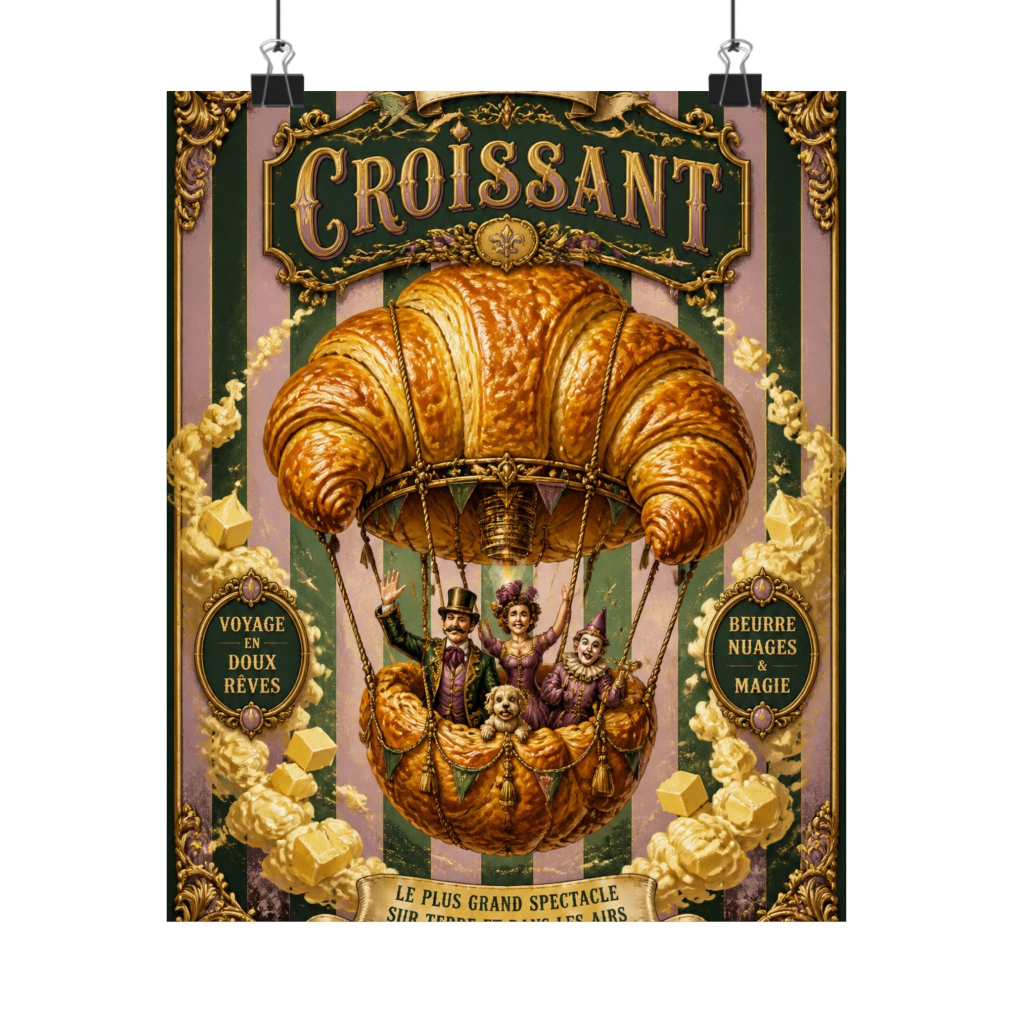 Croissant Hot Air Balloon Wall Art Poster 24×36 Baroque Studio Decor Maximalist Print