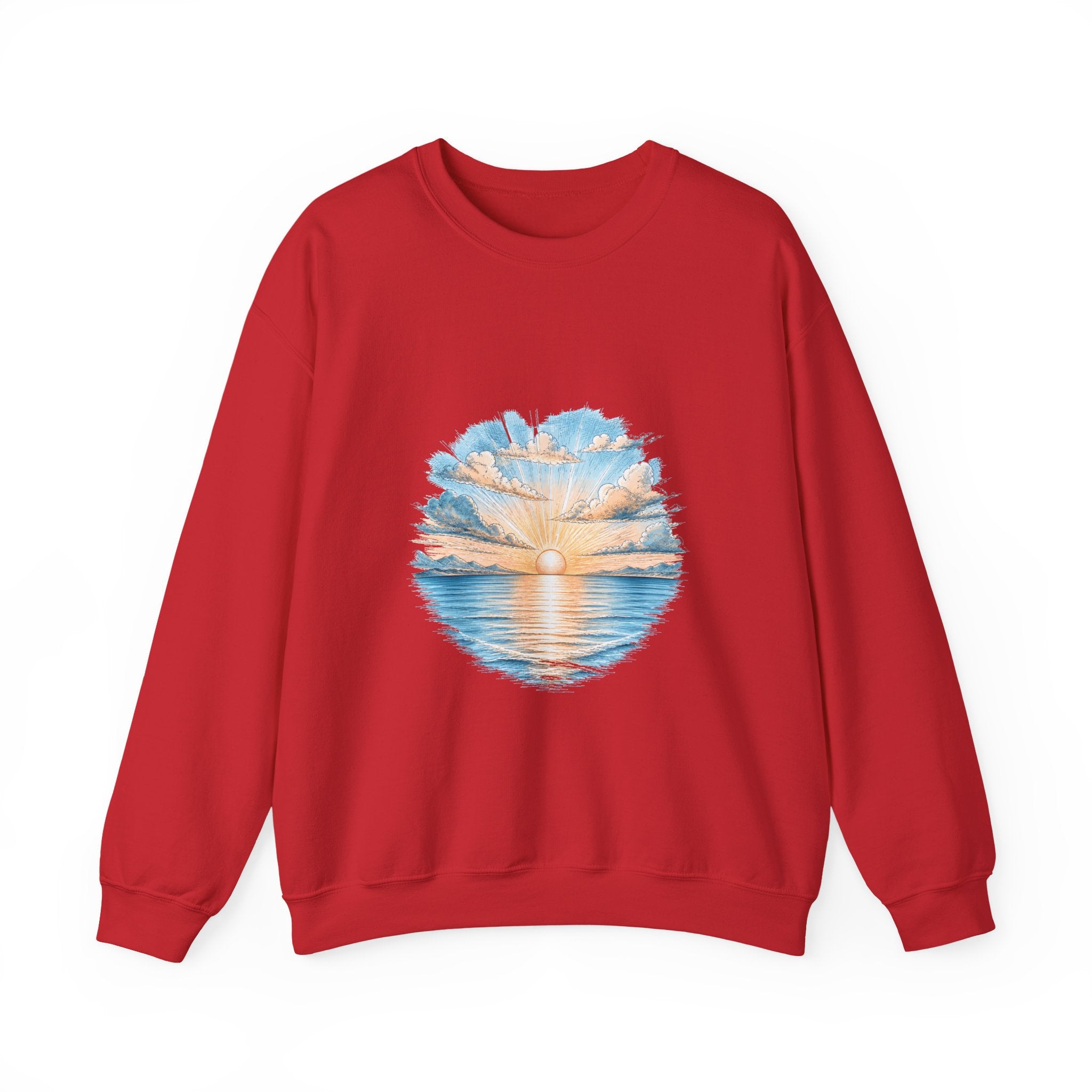 Matching Couple Sweatshirt - Sunrise & Sunset Matching Couple Crewneck Sweatshirt Hand-Drawn Art His Hers Best Friend Gift - Design A