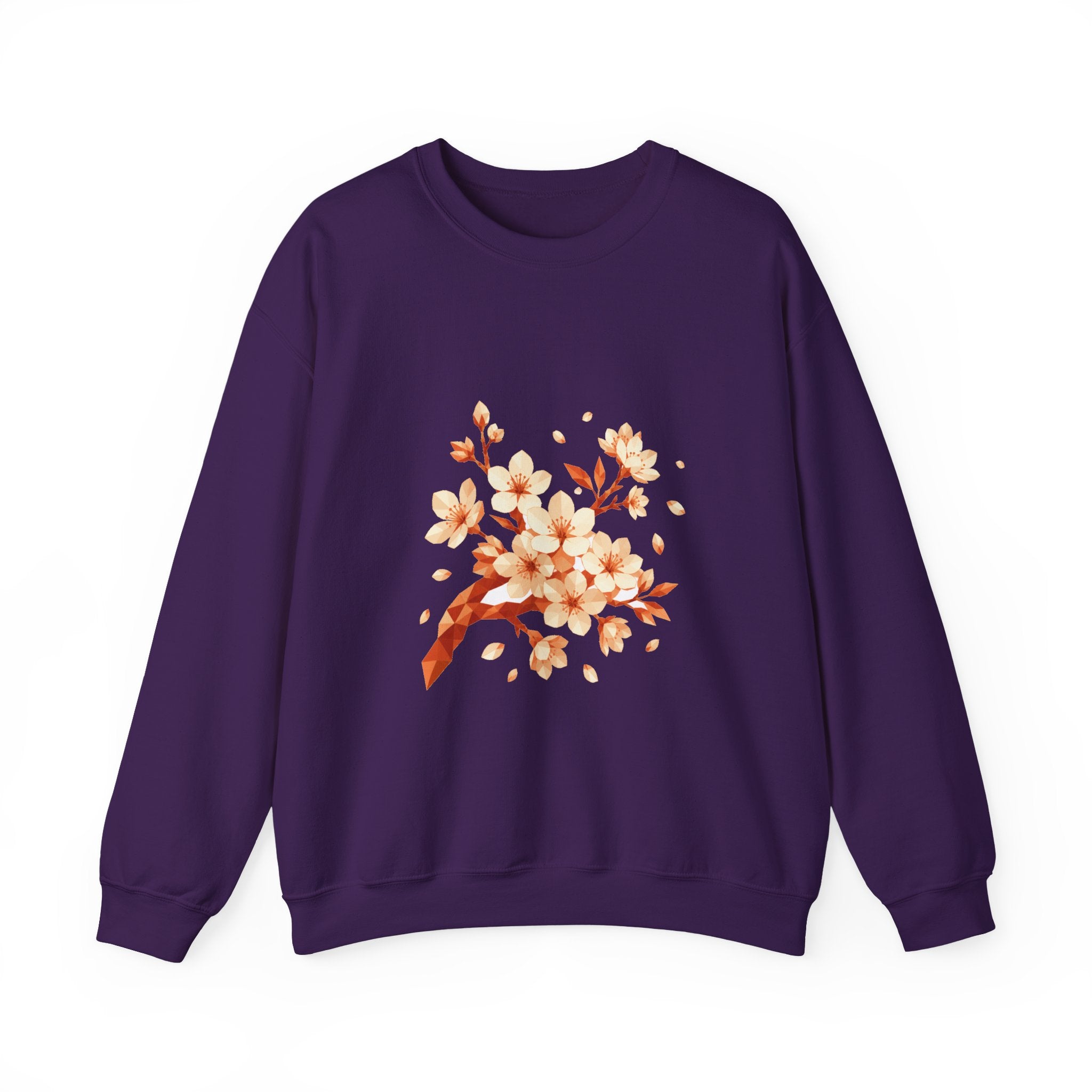Matching Couple Sweatshirt - Cherry Blossom & Maple Leaf Matching Couple Comfort Colors Crew Geometric Art His Hers Love Gift - Design A