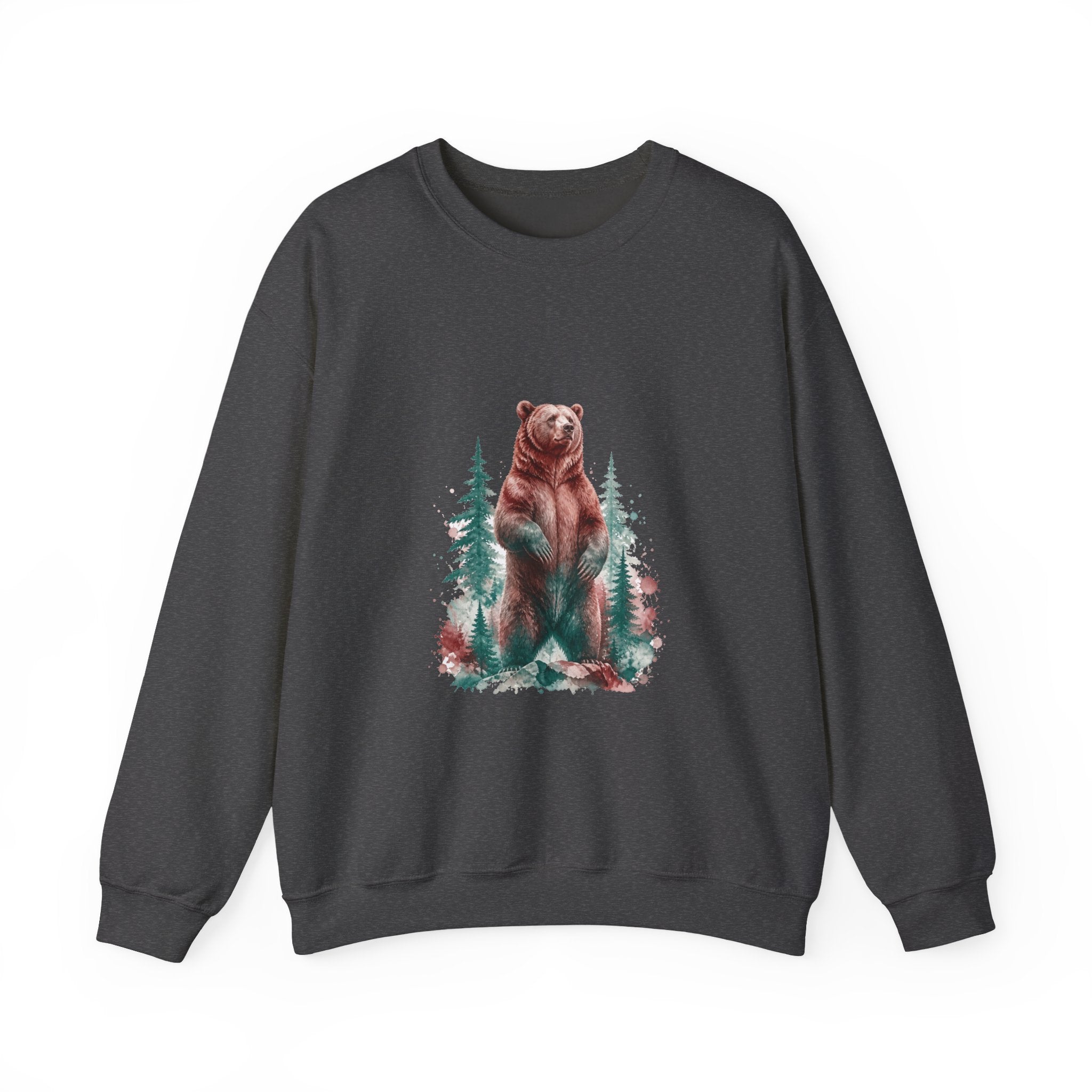 Matching Couple Sweatshirt - Bear & Deer Matching Couple Comfort Colors Crew Watercolor Art His Hers Birthday Gift - Design A