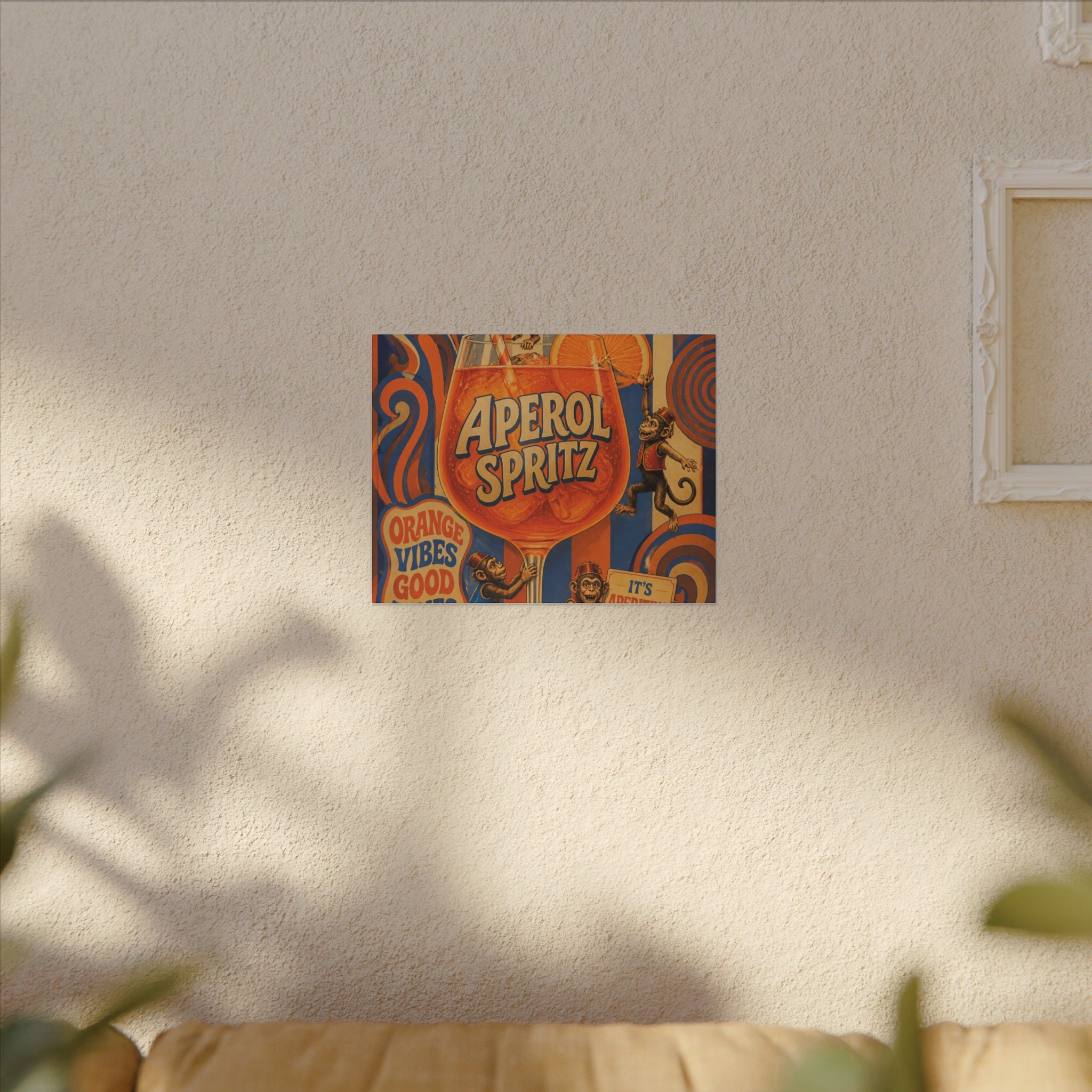 Aperol Spritz Monkeys Wall Art Canvas 24×36 Psychedelic Dining Room Decor Maximalist Print