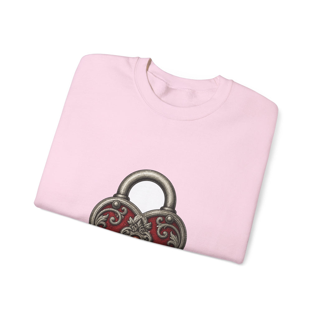 Matching Couple Sweatshirt - Key & Lock Matching Couple Comfort Colors Crew Hand-Drawn Art His Hers Anniversary Gift - Design B