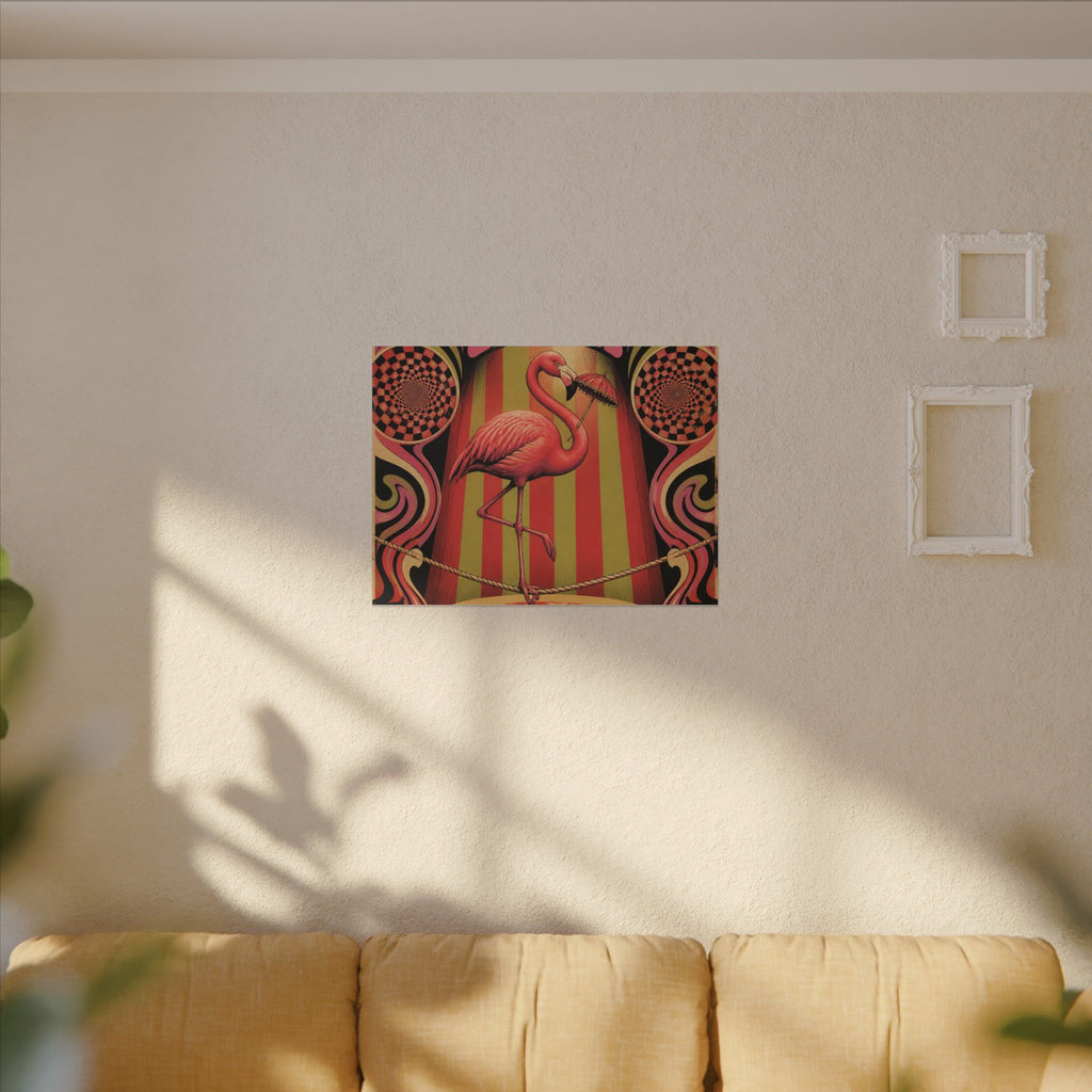 Flamingo Tightrope Wall Art Canvas 16×20 Psychedelic Cafe Decor Maximalist Print