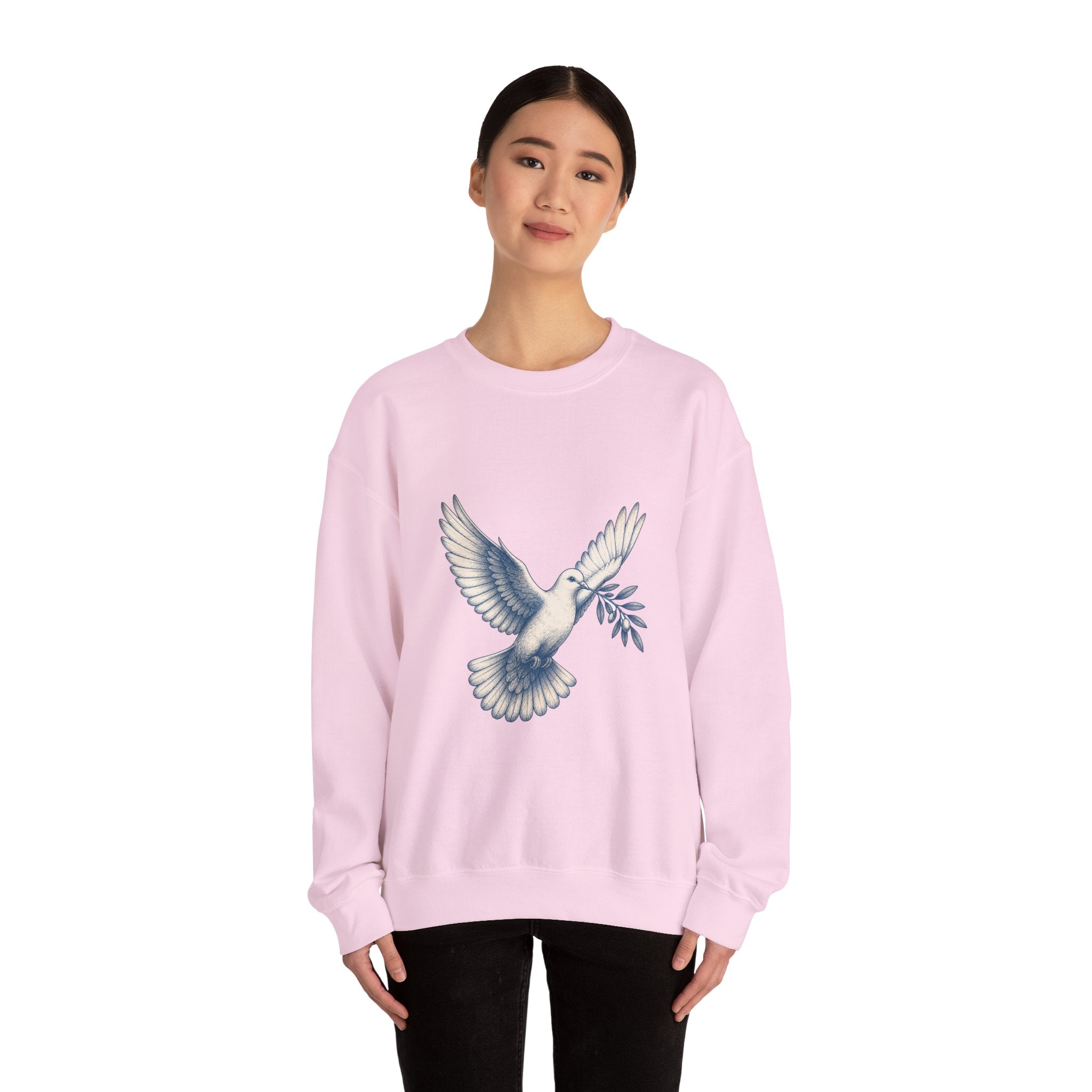 Matching Couple Sweatshirt - Wolf & Dove Matching Couple Premium Fleece Sweatshirt Hand-Drawn Art His Hers Anniversary Gift - Design B