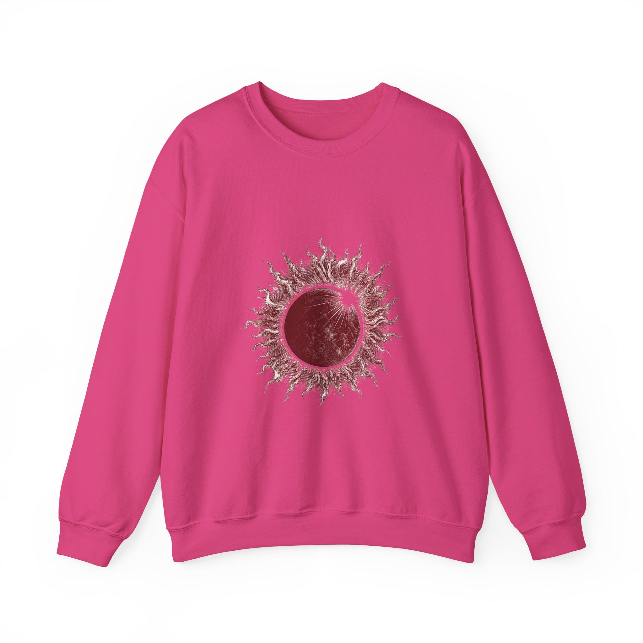 Matching Couple Sweatshirt - Solar & Lunar Eclipse Matching Couple Premium Fleece Sweatshirt Vintage Art His Hers Honeymoon Gift - Design A