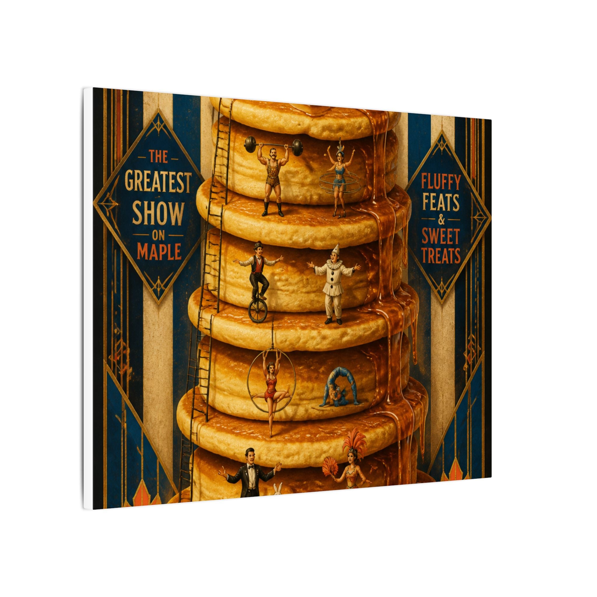 Pancake Stack Platform Wall Art Canvas 16×20 Art Deco Entryway Decor Maximalist Print