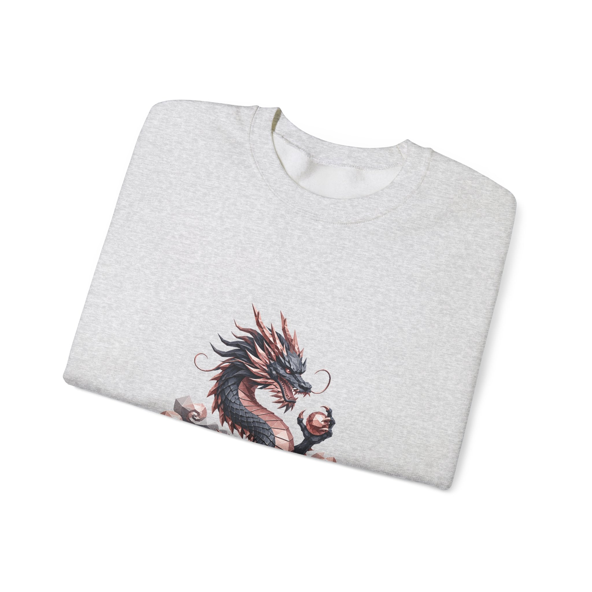 Matching Couple Sweatshirt - Dragon & Phoenix Matching Couple Crewneck Sweatshirt Geometric Art His Hers Couple Gift - Design A