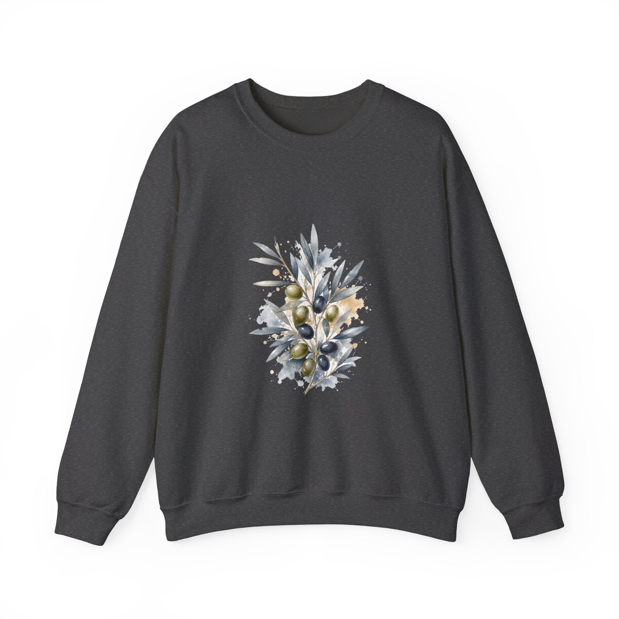 Matching Couple Sweatshirt - Olive Branch & Fig Matching Couple Crewneck Sweatshirt Watercolor Art His Hers Engagement Gift - Design A