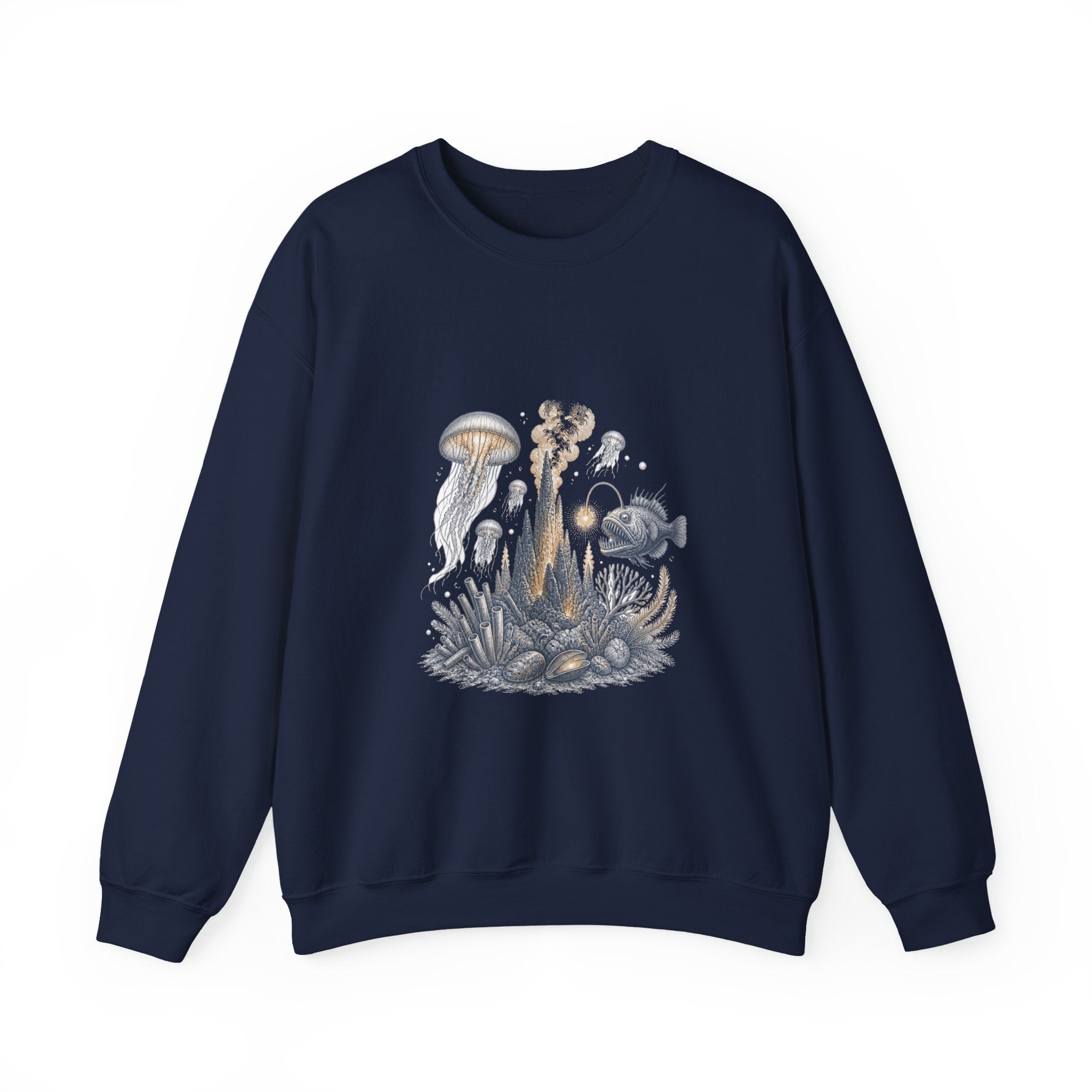 Matching Couple Sweatshirt - Coral Reef & Deep Sea Matching Couple Premium Fleece Sweatshirt Vintage Art His Hers Honeymoon Gift - Design B