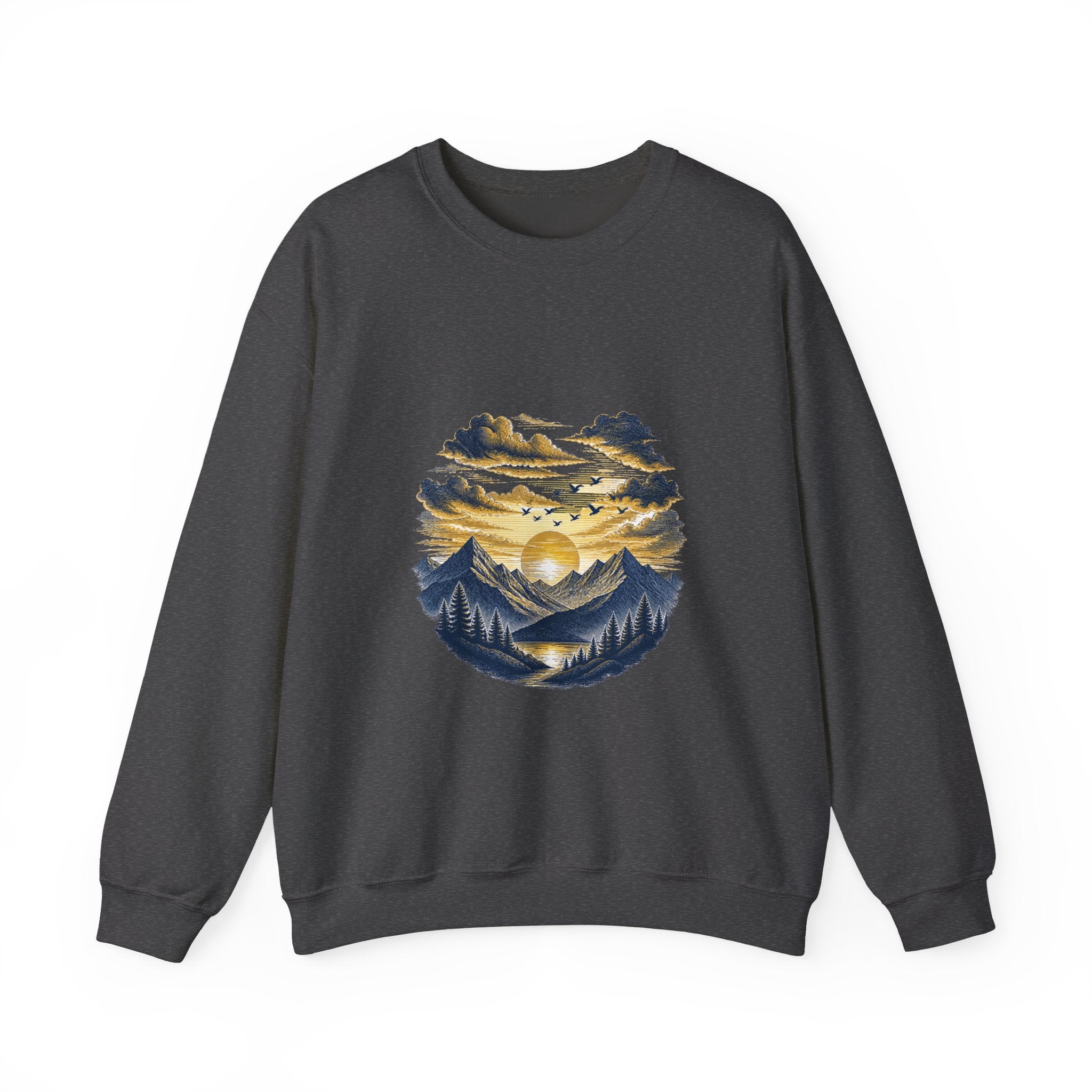 Matching Couple Sweatshirt - Sunrise & Sunset Matching Couple Premium Fleece Sweatshirt Hand-Drawn Art His Hers Anniversary Gift - Design B