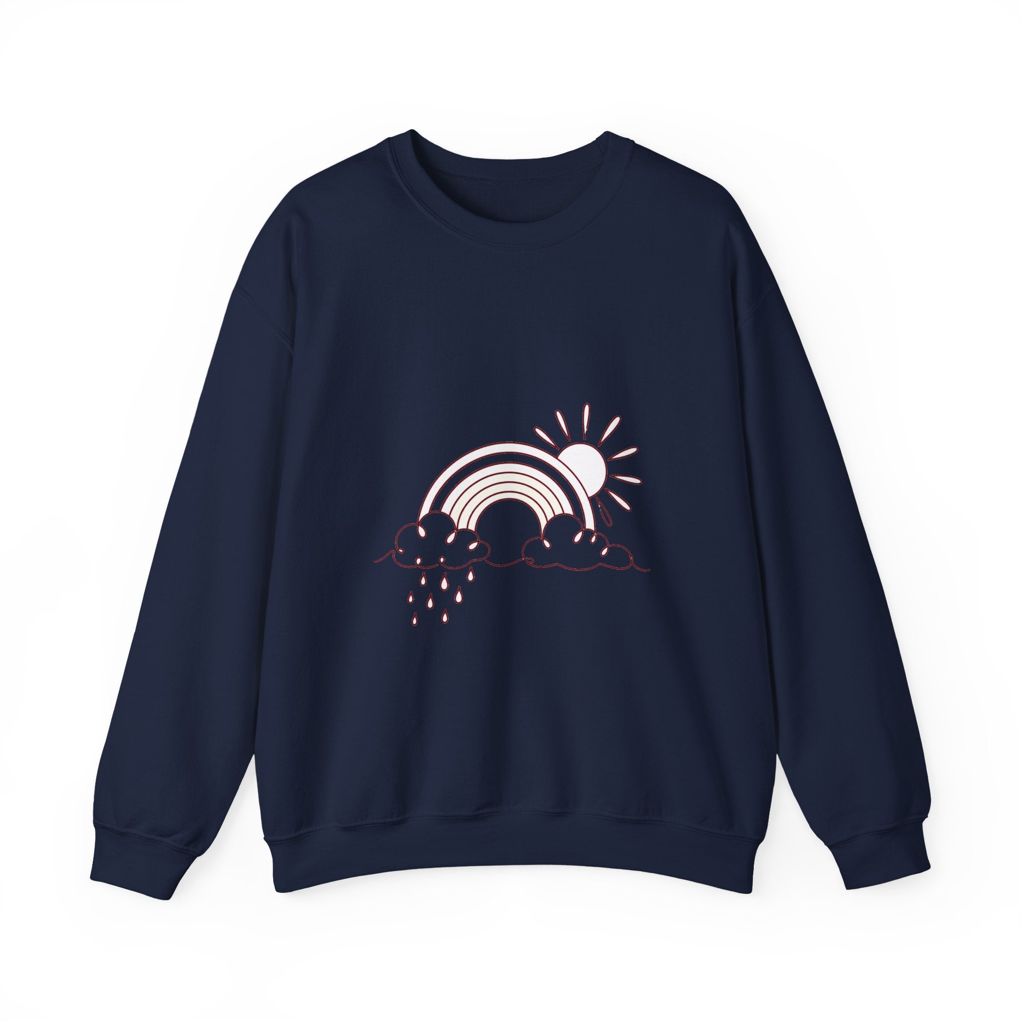 Matching Couple Sweatshirt - Storm & Rainbow Matching Couple Crewneck Sweatshirt Minimalist Art His Hers Valentine Gift - Design B
