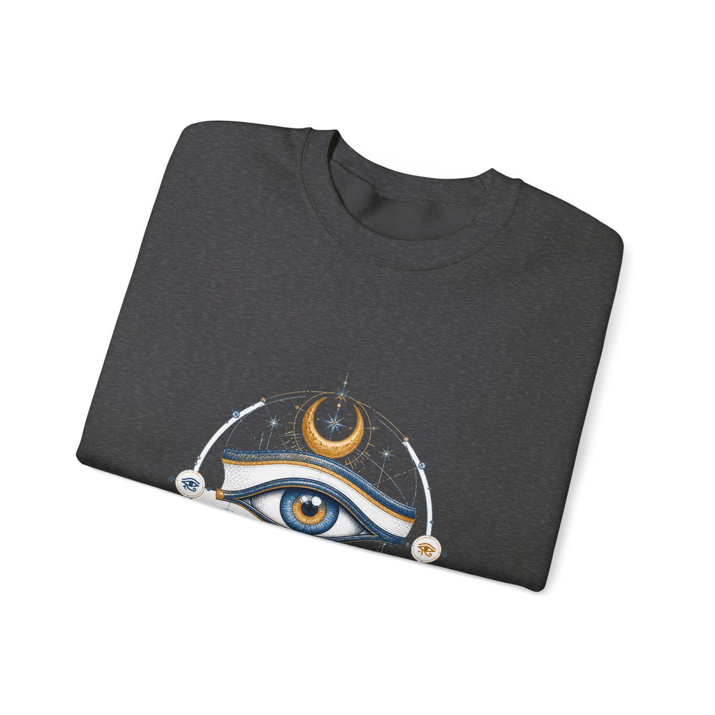 Matching Couple Sweatshirt - Eye of Ra & Horus Matching Couple Premium Fleece Sweatshirt Hand-Drawn Art His Hers Anniversary Gift - Design B