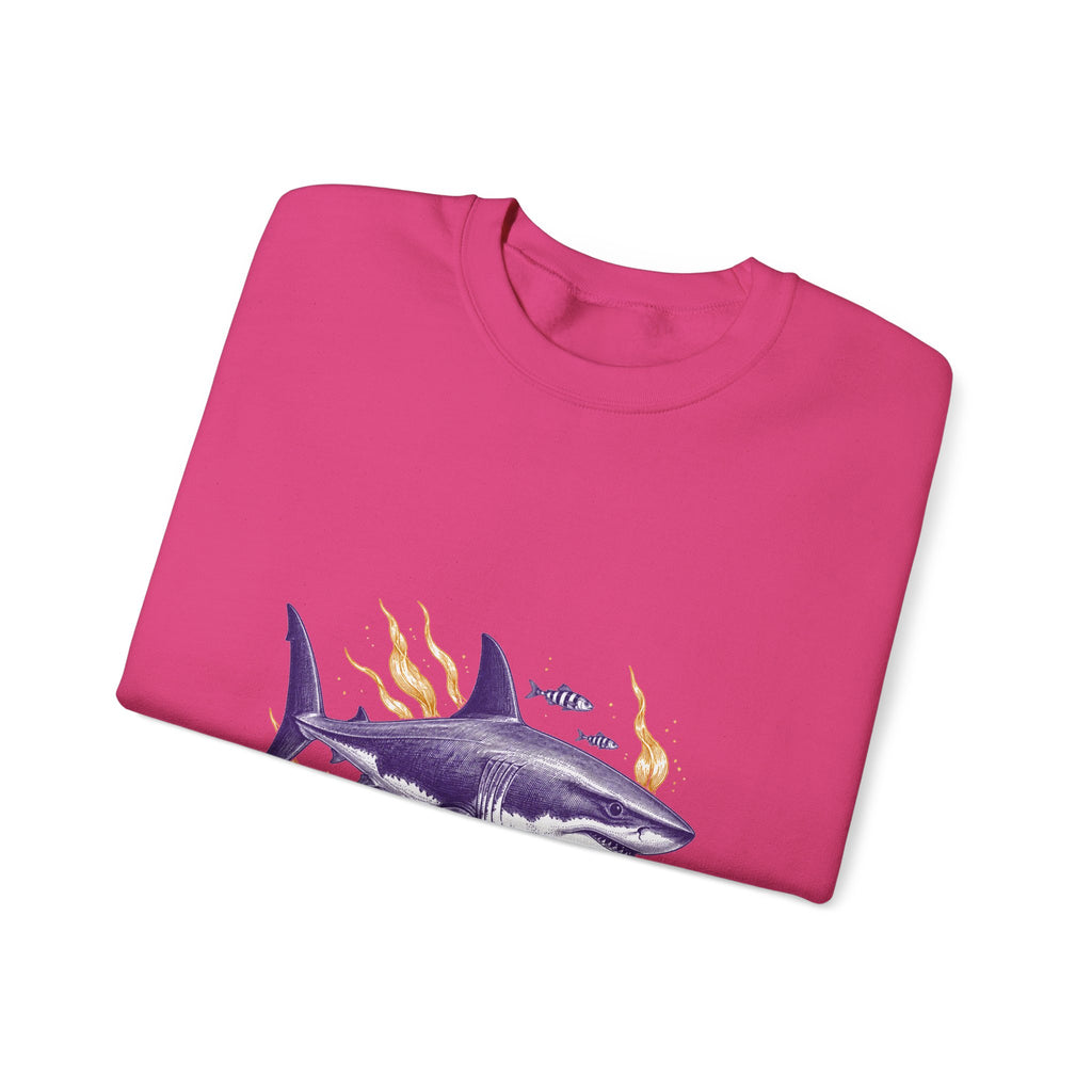 Matching Couple Sweatshirt - Shark & Dolphin Matching Couple Crewneck Sweatshirt Vintage Art His Hers Wedding Gift - Design A