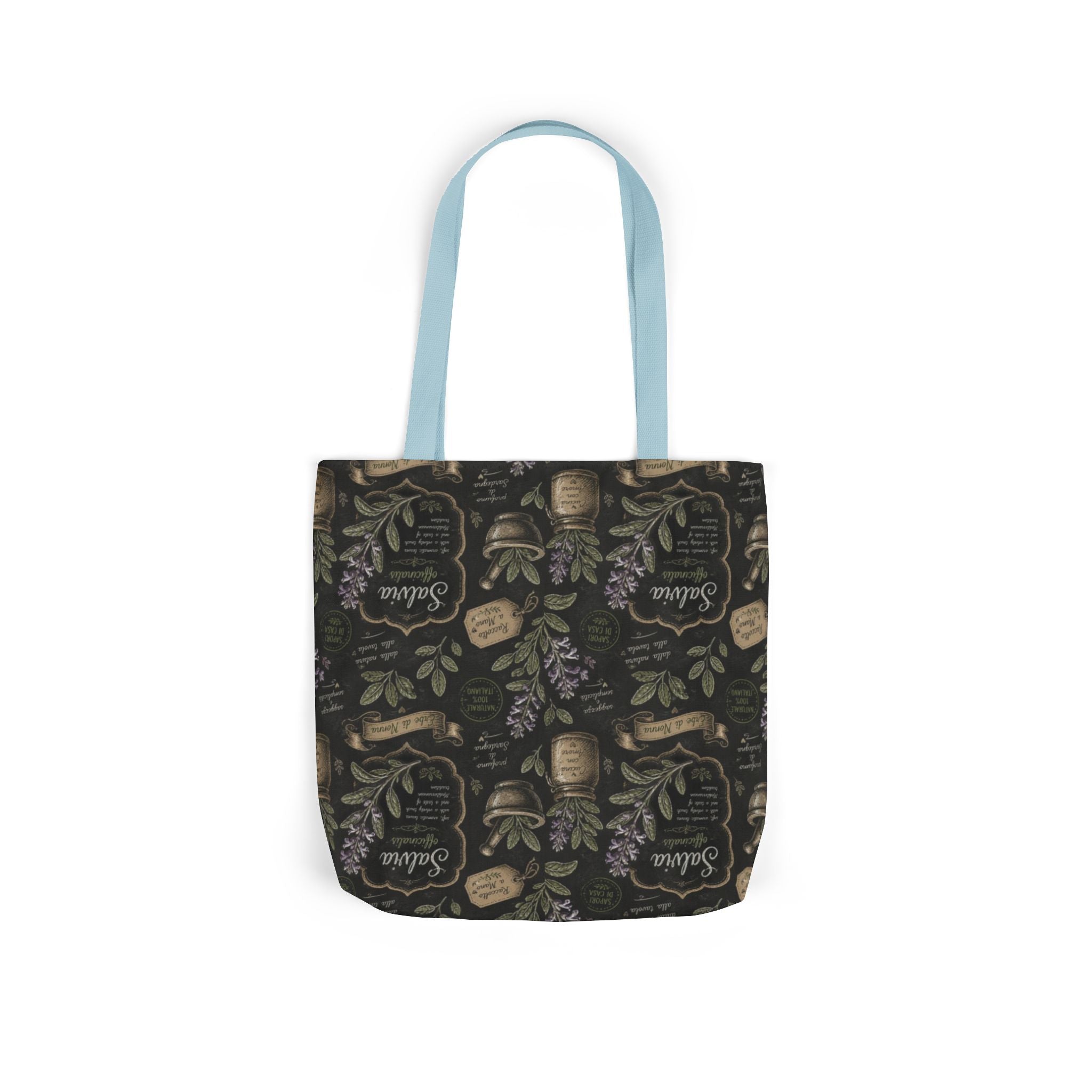 Sage Leaves Canvas Tote Bag Mediterranean Kitchen Chalk Art Design Italian Cottagecore Gift