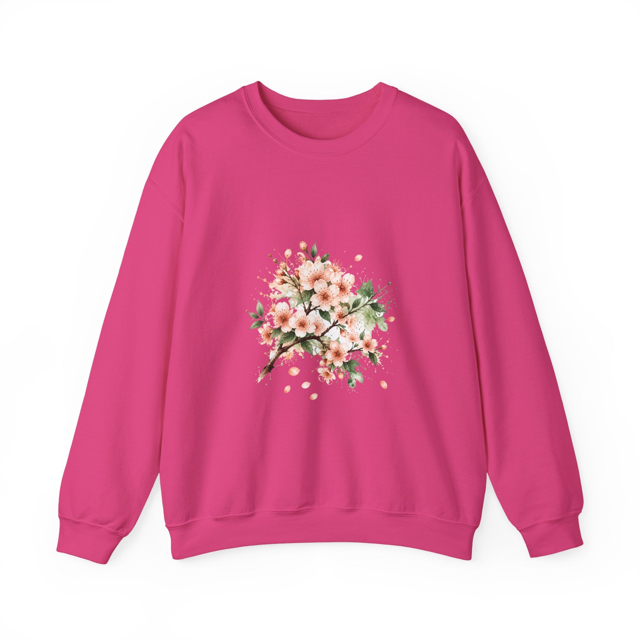 Matching Couple Sweatshirt - Cherry Blossom & Maple Leaf Matching Couple Comfort Colors Crew Watercolor Art His Hers Birthday Gift - Design A