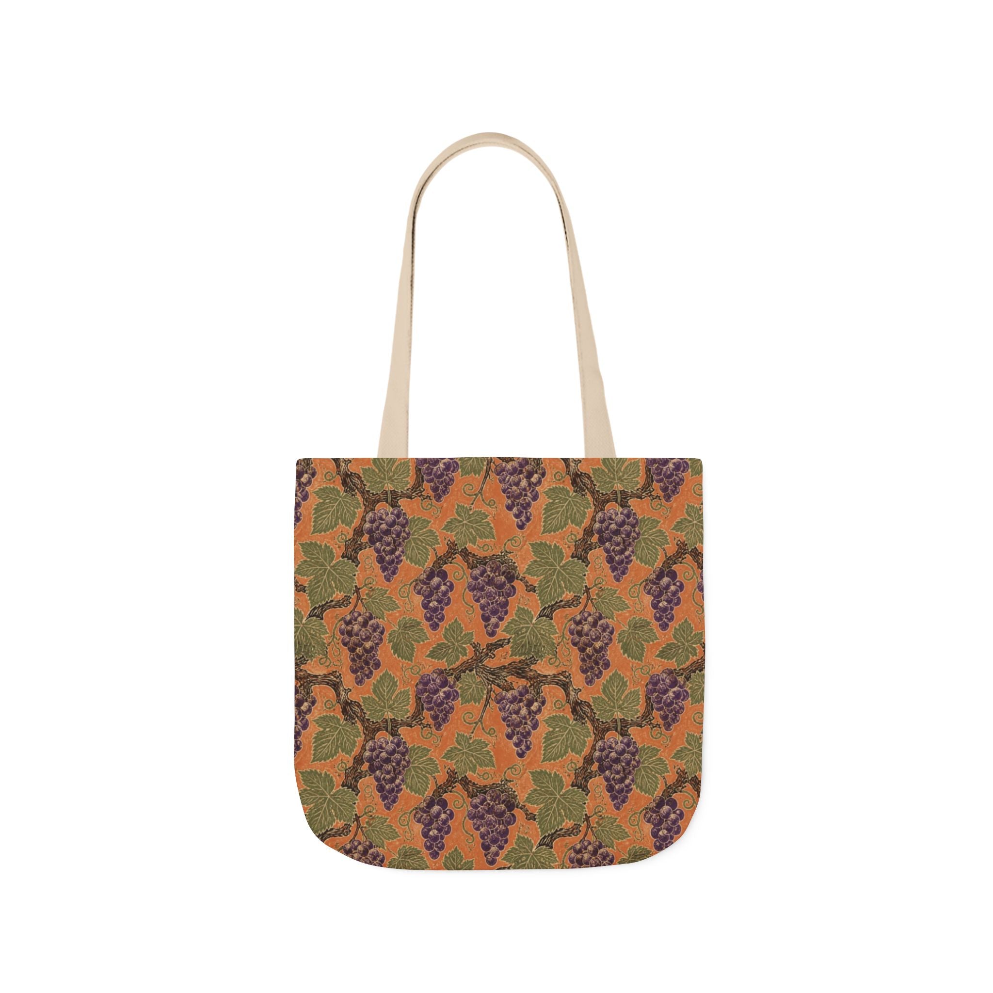 Grape Clusters Canvas Tote Bag Mediterranean Kitchen Linocut Design Italian Cottagecore Gift
