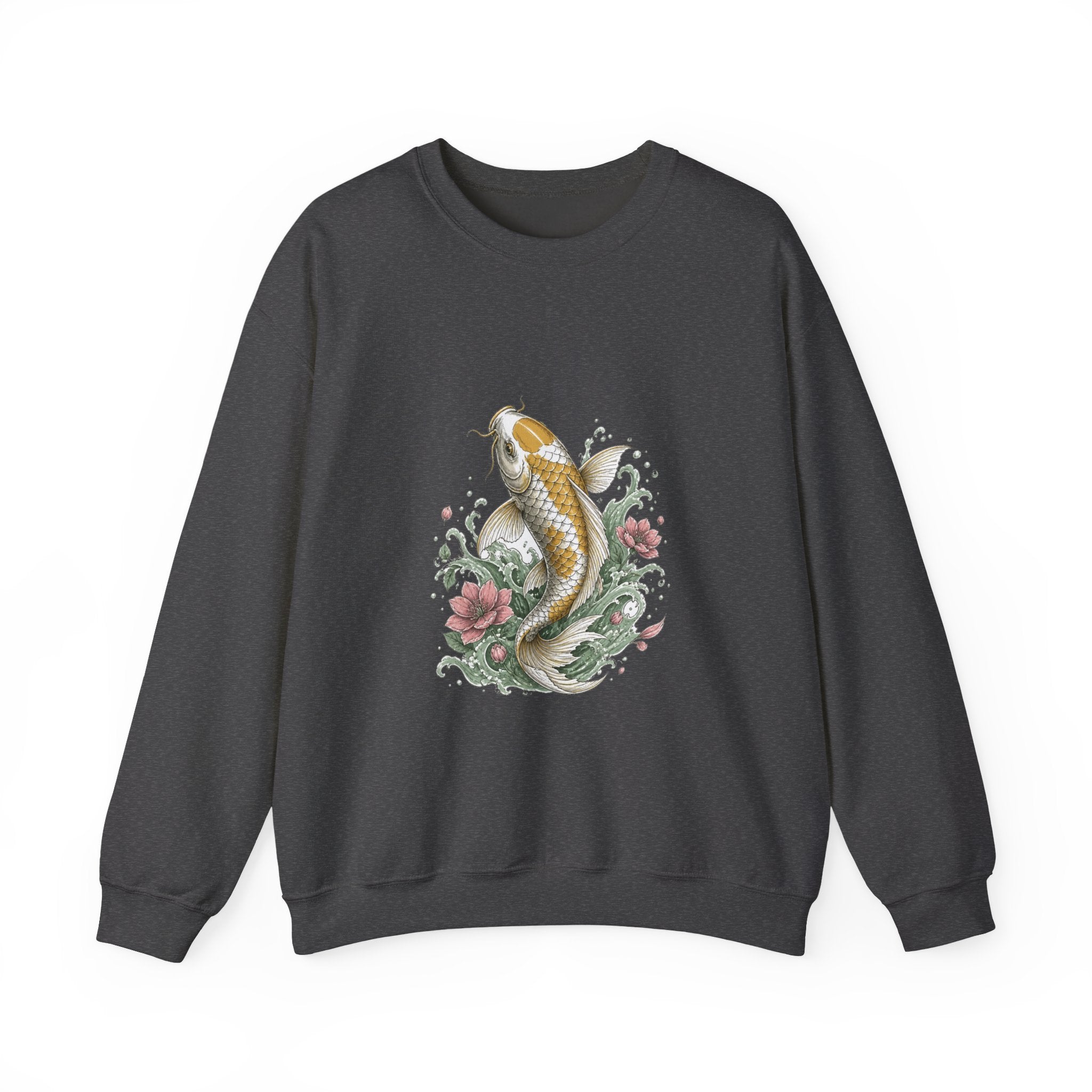 Matching Couple Sweatshirt - Koi Fish Yin Yang Matching Couple Premium Fleece Sweatshirt Hand-Drawn Art His Hers Anniversary Gift - Design A