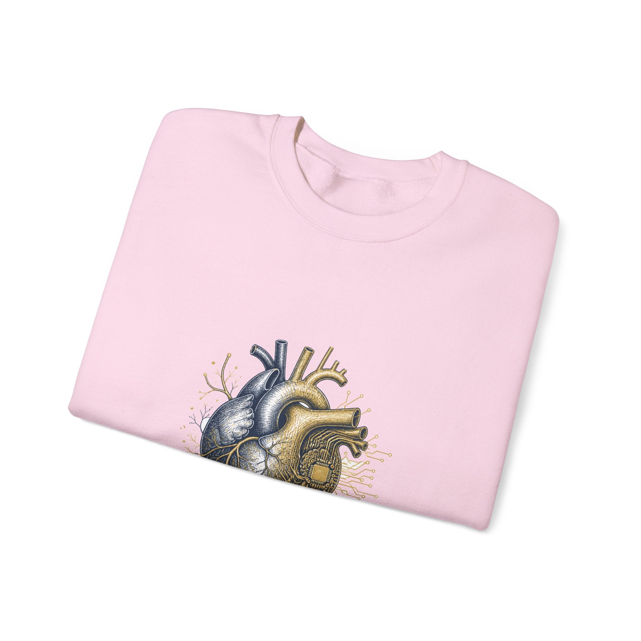 Matching Couple Sweatshirt - Robot & Heart Matching Couple Comfort Colors Crew Hand-Drawn Art His Hers Anniversary Gift - Design B