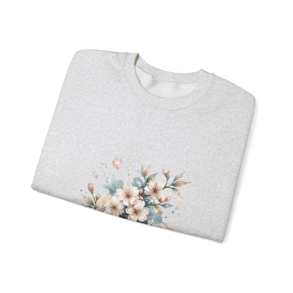 Matching Couple Sweatshirt - Cherry Blossom & Maple Leaf Matching Couple Crewneck Sweatshirt Watercolor Art His Hers Engagement Gift - Design A