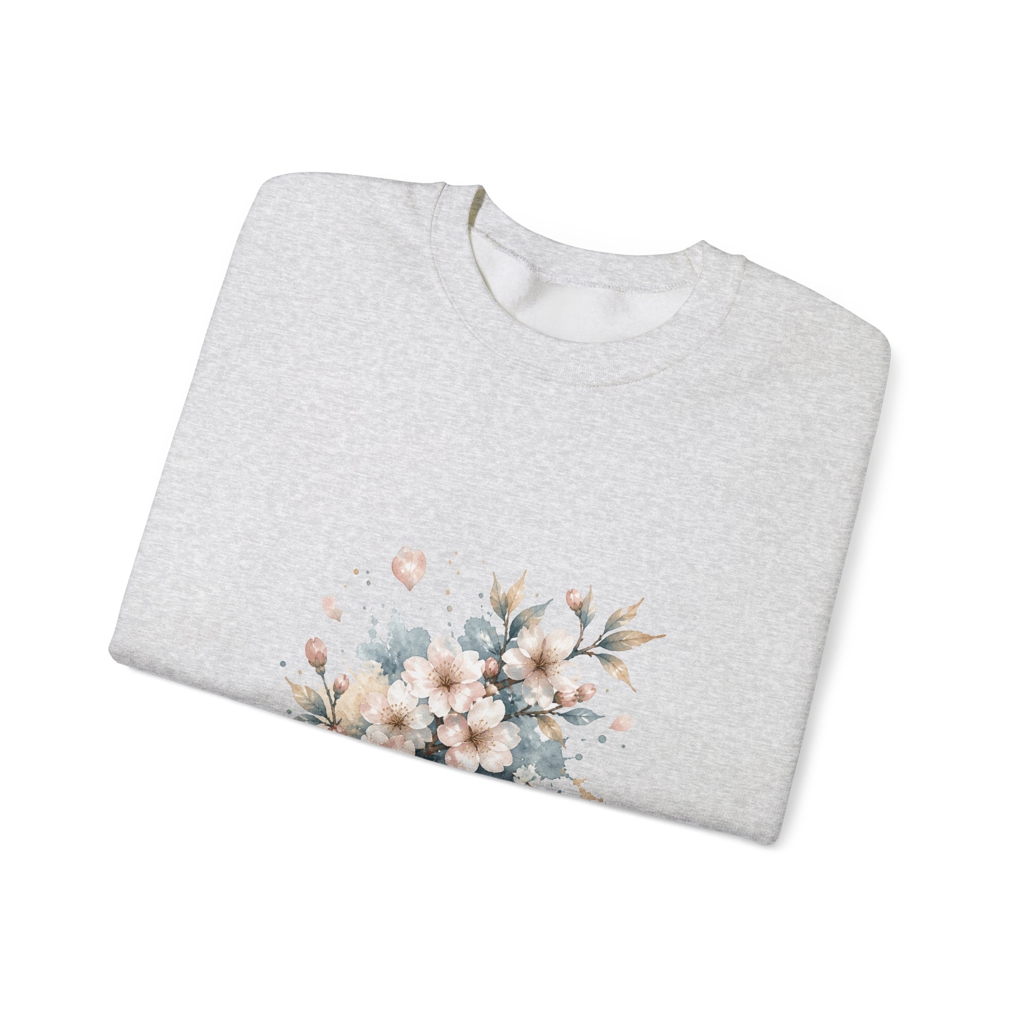 Matching Couple Sweatshirt - Cherry Blossom & Maple Leaf Matching Couple Crewneck Sweatshirt Watercolor Art His Hers Engagement Gift - Design A