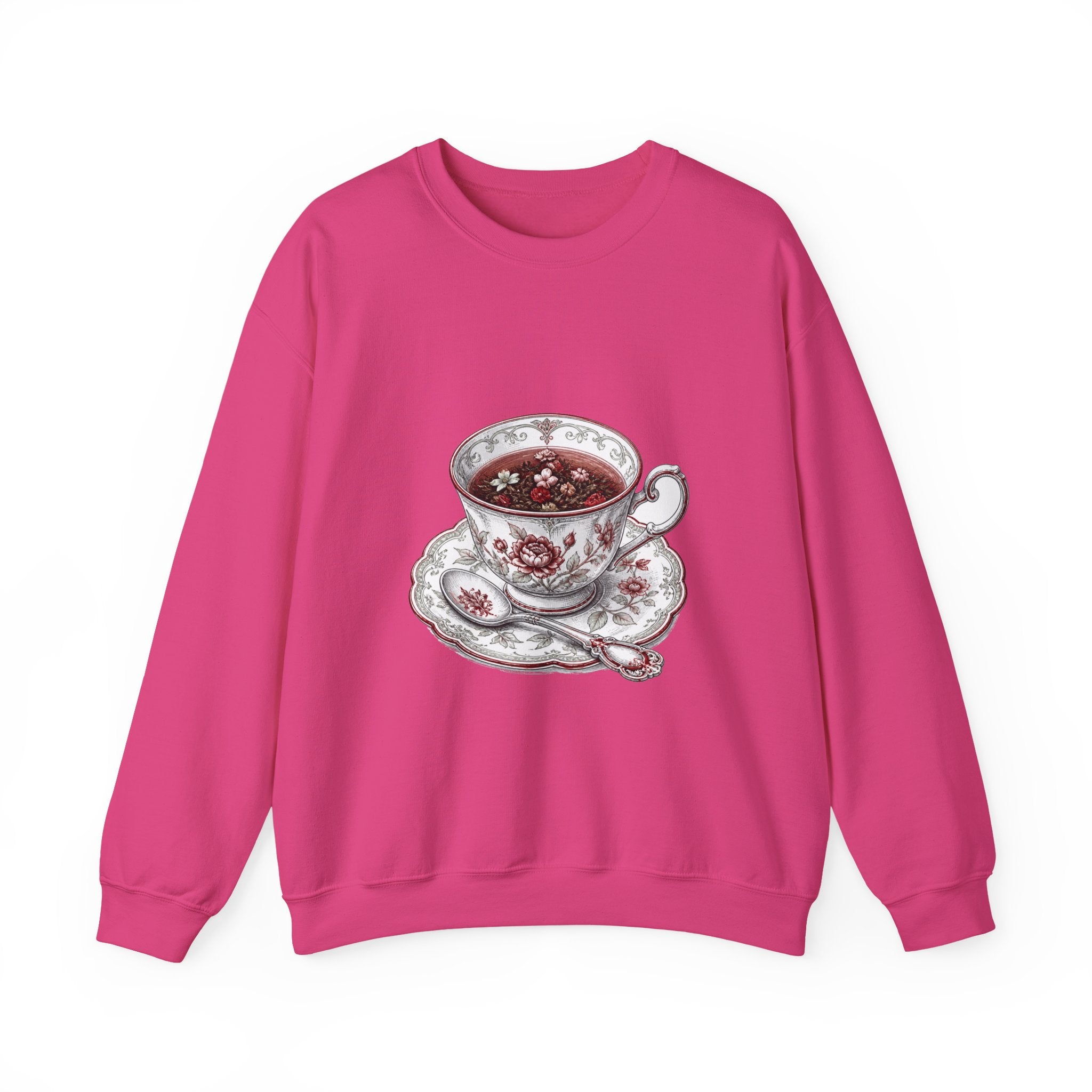 Matching Couple Sweatshirt - Coffee & Tea Matching Couple Premium Fleece Sweatshirt Hand-Drawn Art His Hers Anniversary Gift - Design B