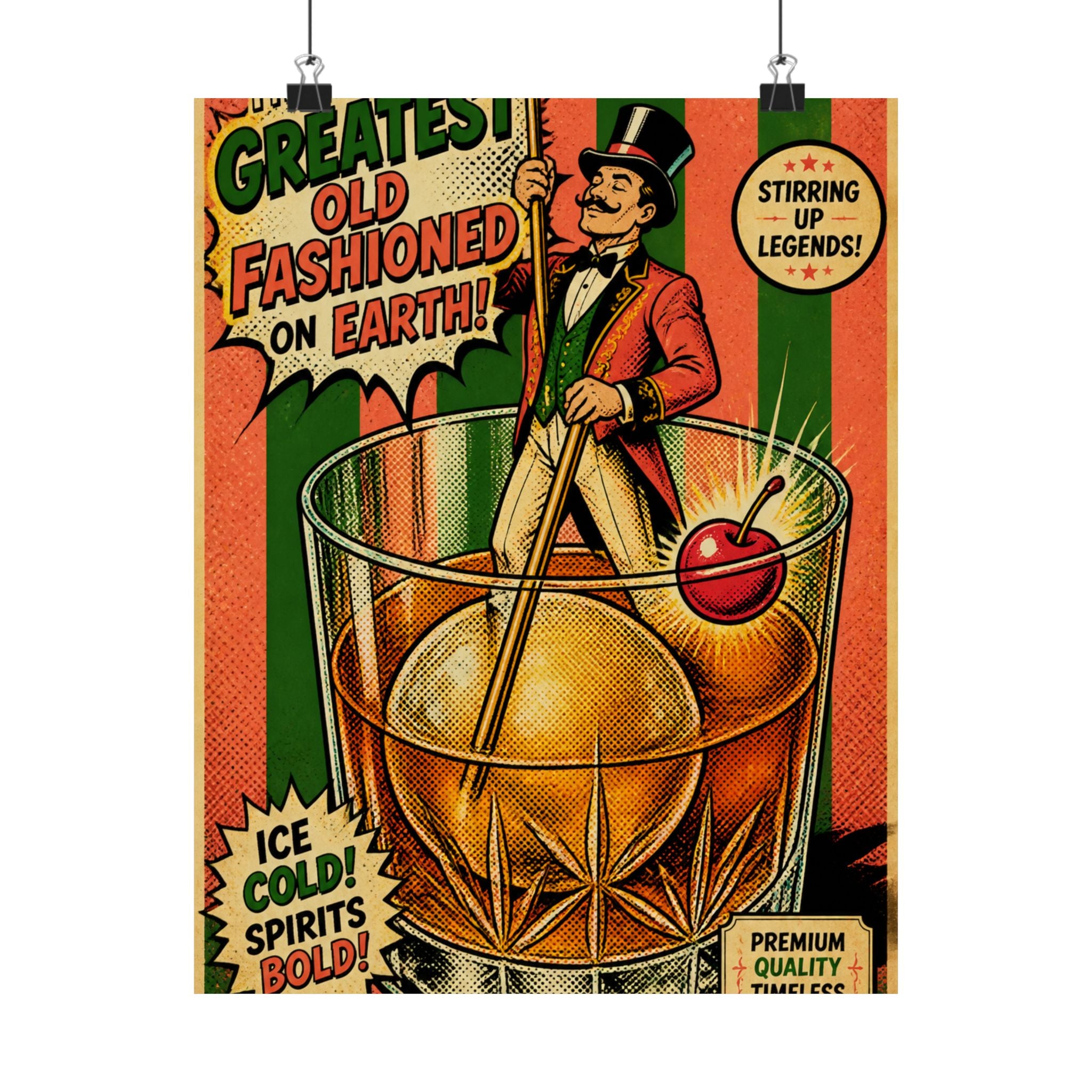 Old Fashioned Ringmaster Wall Art Poster 24×36 Pop Art Restaurant Decor Maximalist Print