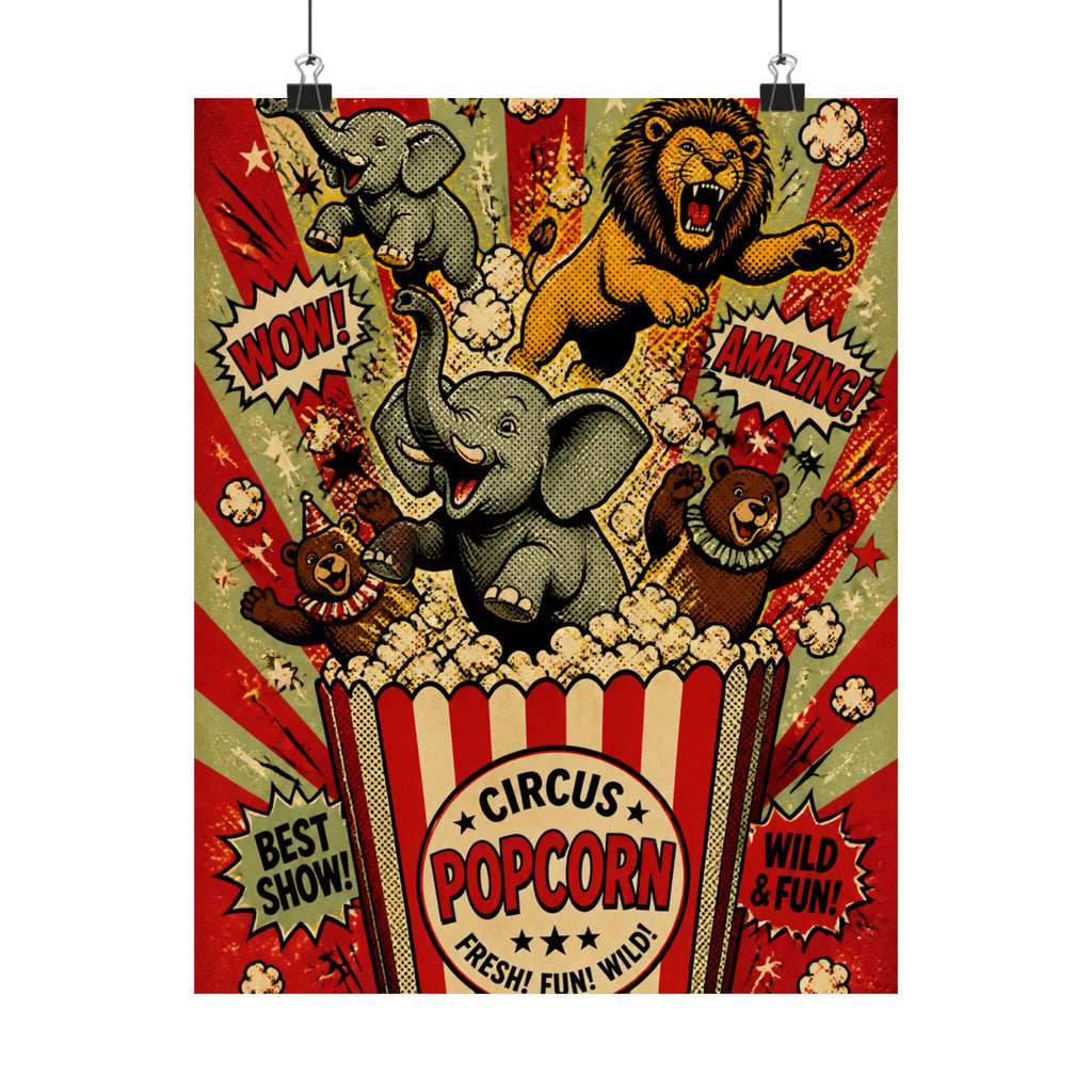 Popcorn Box Animals Wall Art Poster 18×24 Pop Art Living Room Decor Maximalist Print