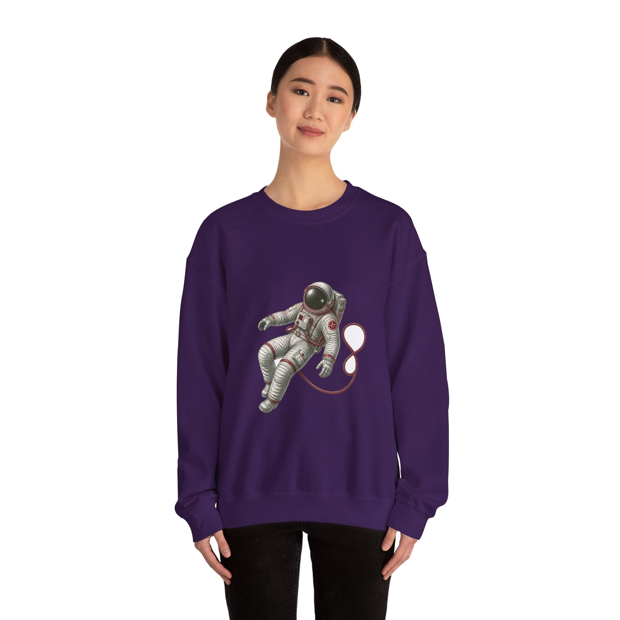 Matching Couple Sweatshirt - Astronaut & Planet Matching Couple Crewneck Sweatshirt Vintage Art His Hers Wedding Gift - Design A