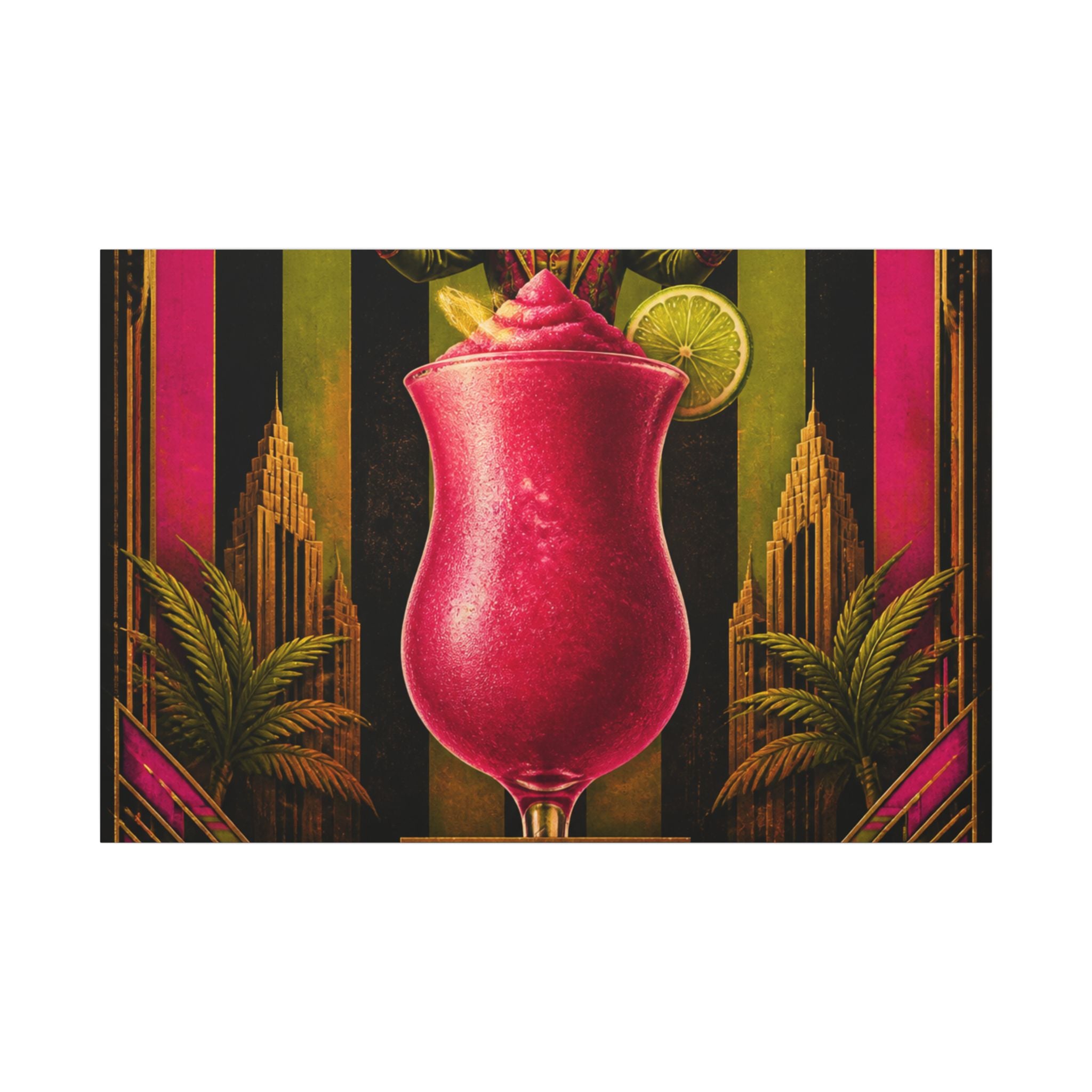 Daiquiri Fruit Juggler Wall Art Canvas 16×20 Art Deco Entryway Decor Maximalist Print