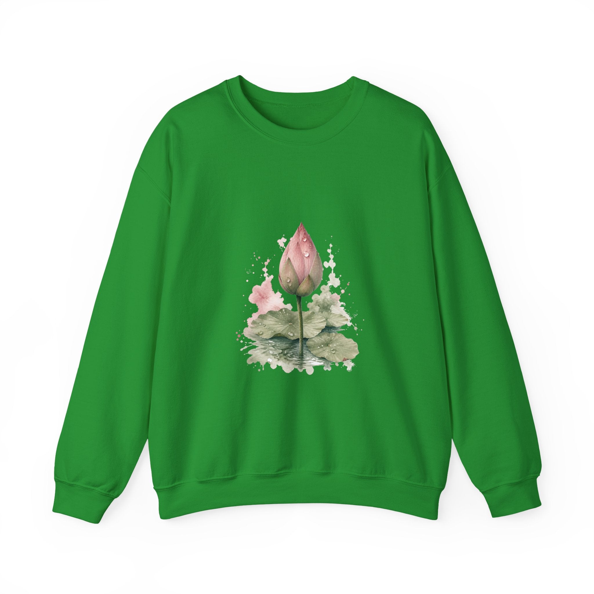 Matching Couple Sweatshirt - Open & Closed Lotus Matching Couple Premium Fleece Sweatshirt Watercolor Art His Hers Birthday Gift - Design B