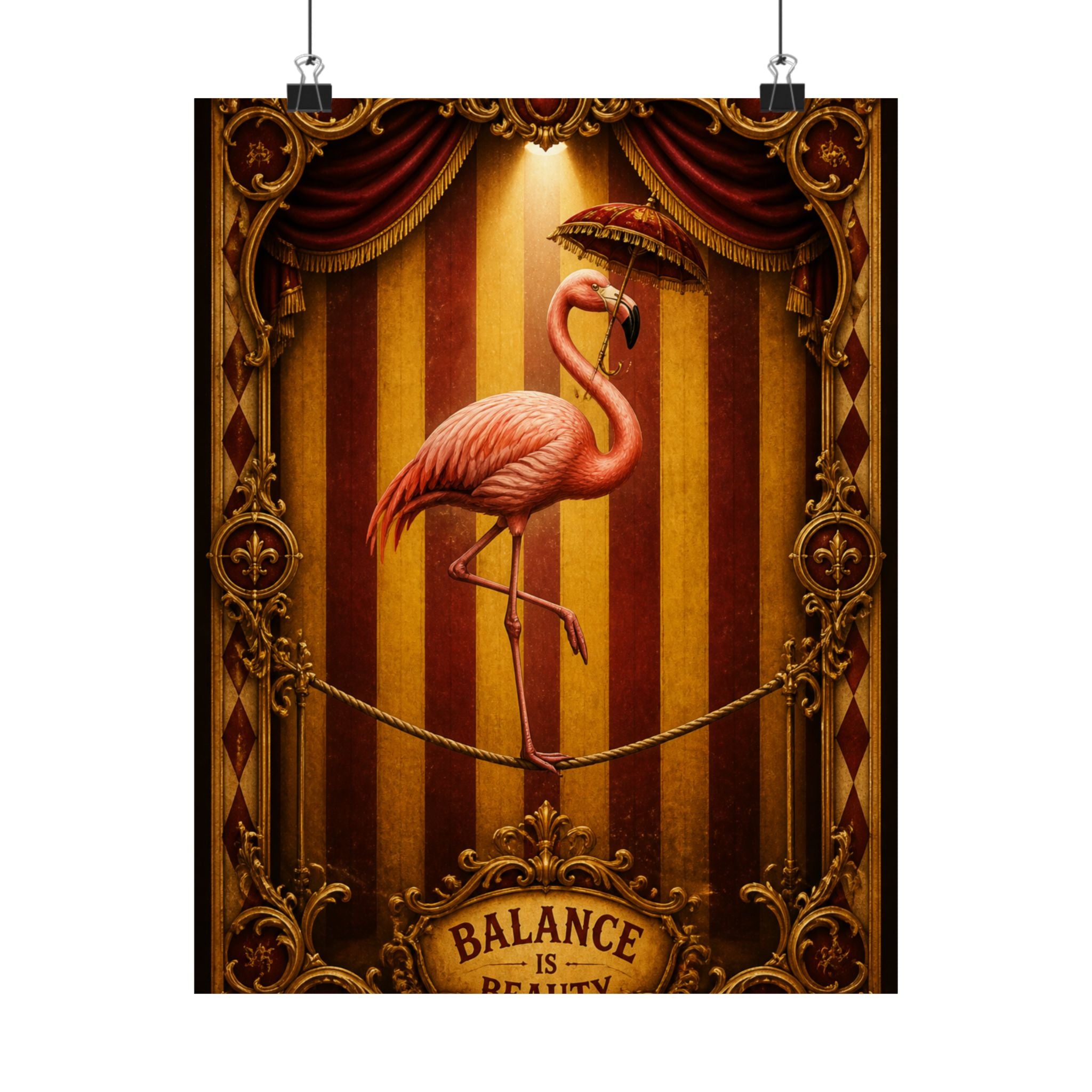 Flamingo Tightrope Wall Art Poster 24×36 Baroque Studio Decor Maximalist Print