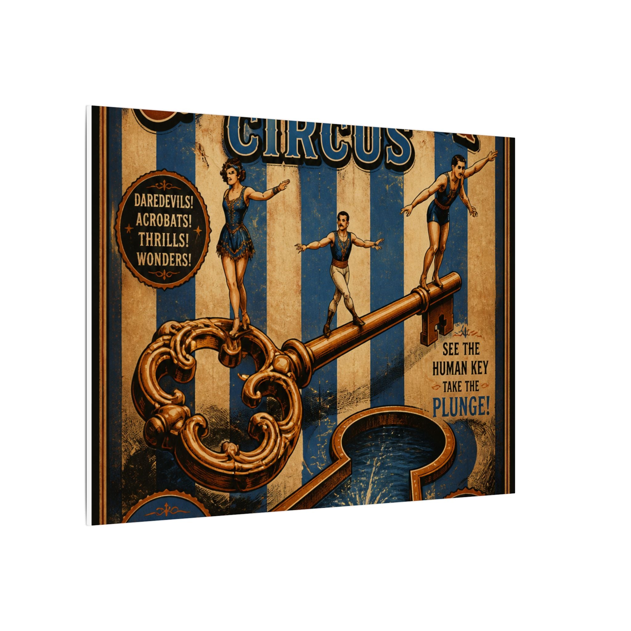Giant Key Performance Wall Art Canvas 24×36 Vintage Circus Bedroom Decor Maximalist Print