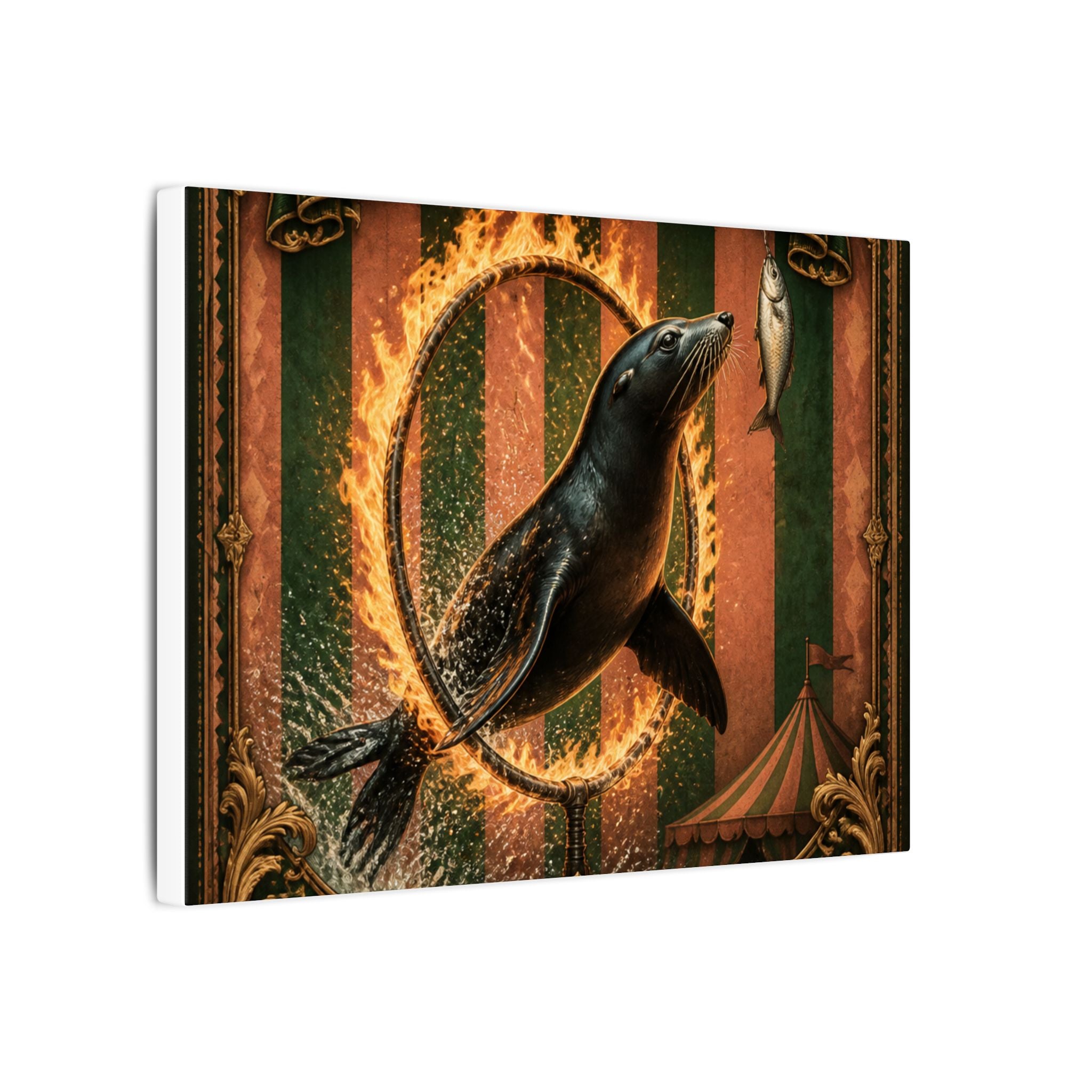 Seal Fire Hoop Wall Art Canvas 24×36 Baroque Studio Decor Maximalist Print