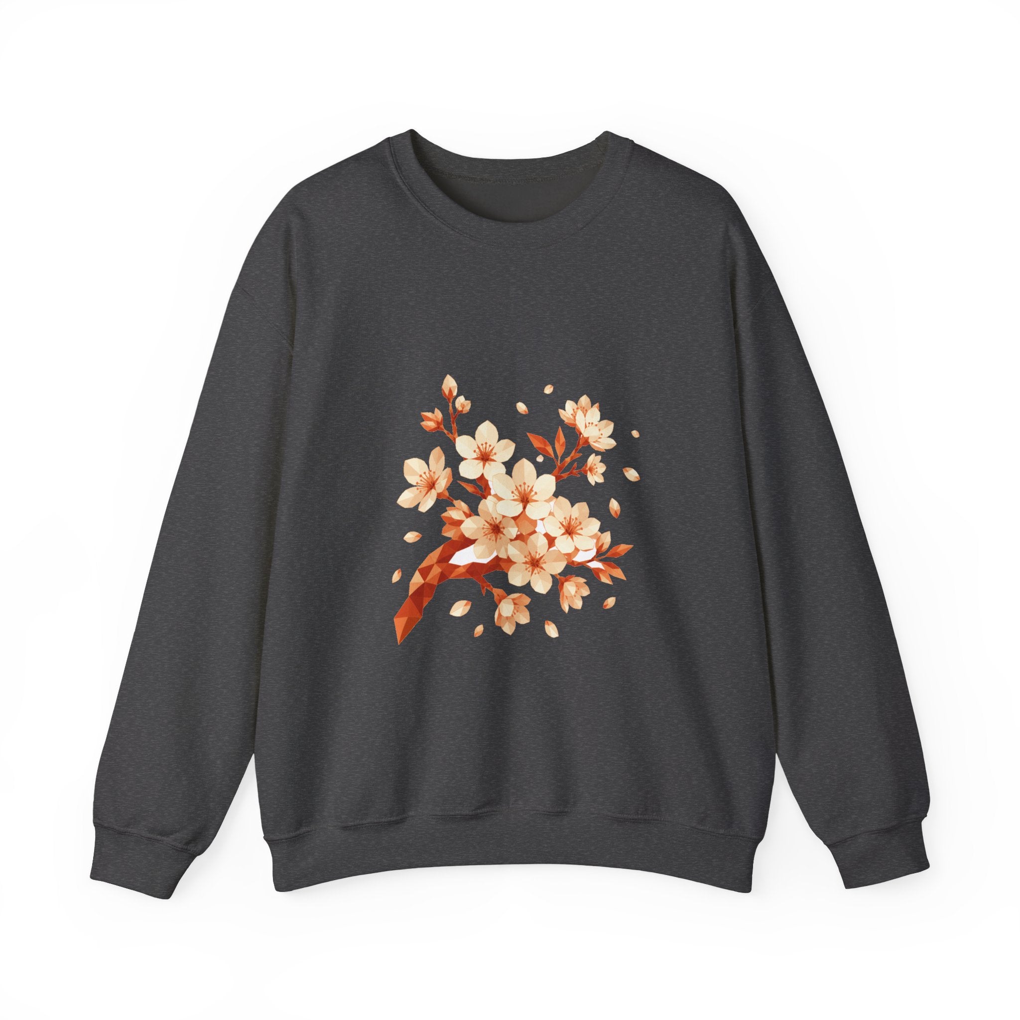 Matching Couple Sweatshirt - Cherry Blossom & Maple Leaf Matching Couple Comfort Colors Crew Geometric Art His Hers Love Gift - Design A