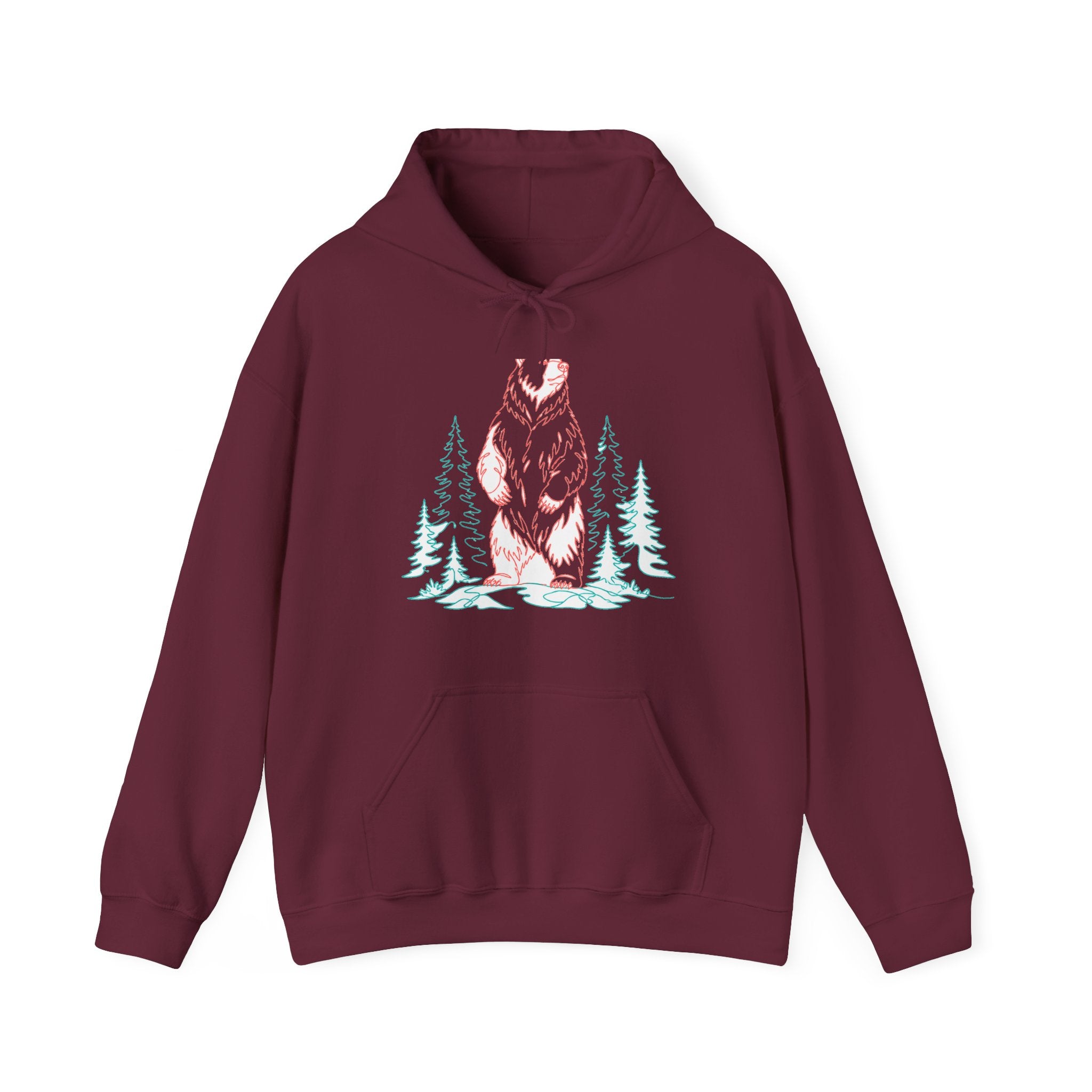 Matching Couple Sweatshirt - Bear & Deer Matching Couple Hooded Sweatshirt Minimalist Art His Hers Valentine Gift - Design A