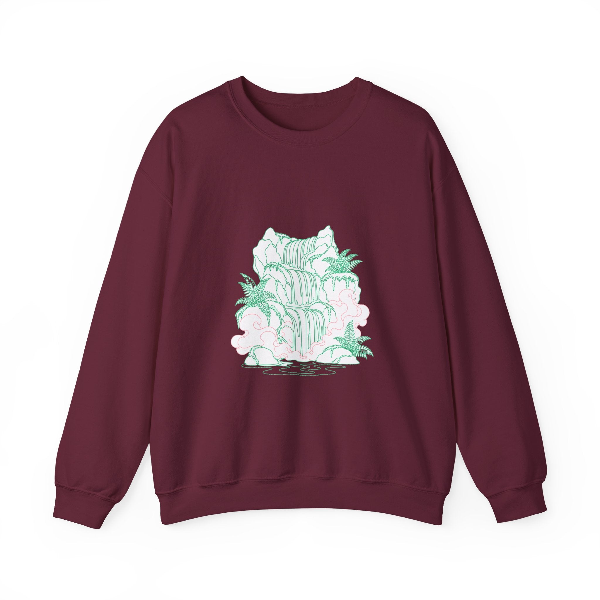 Matching Couple Sweatshirt - Wildfire & Waterfall Matching Couple Premium Fleece Sweatshirt Minimalist Art His Hers Christmas Gift - Design B