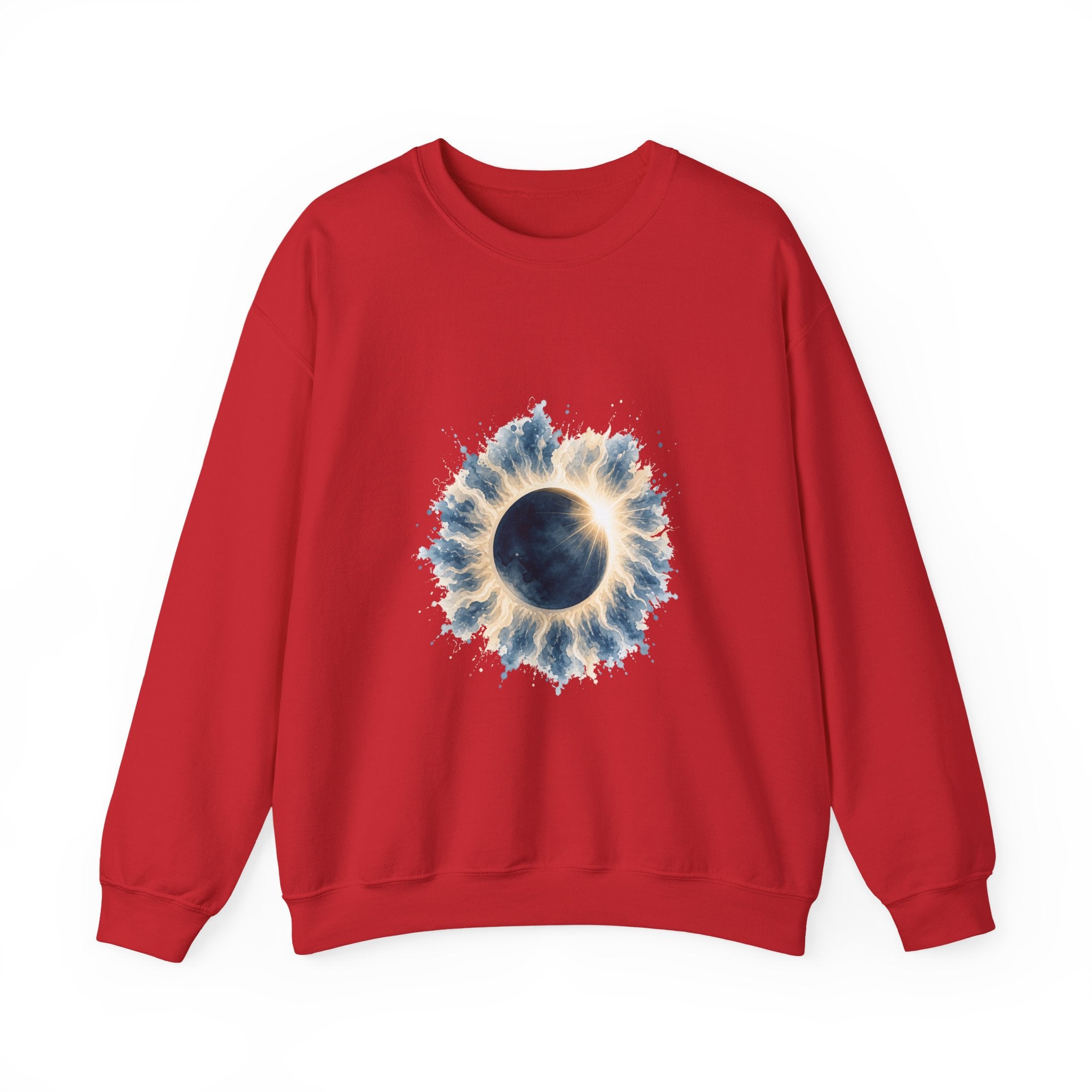 Matching Couple Sweatshirt - Solar & Lunar Eclipse Matching Couple Comfort Colors Crew Watercolor Art His Hers Birthday Gift - Design A