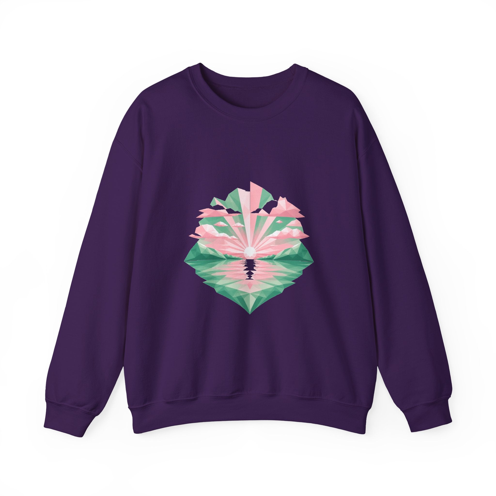 Matching Couple Sweatshirt - Sunrise & Sunset Matching Couple Crewneck Sweatshirt Geometric Art His Hers Couple Gift - Design A