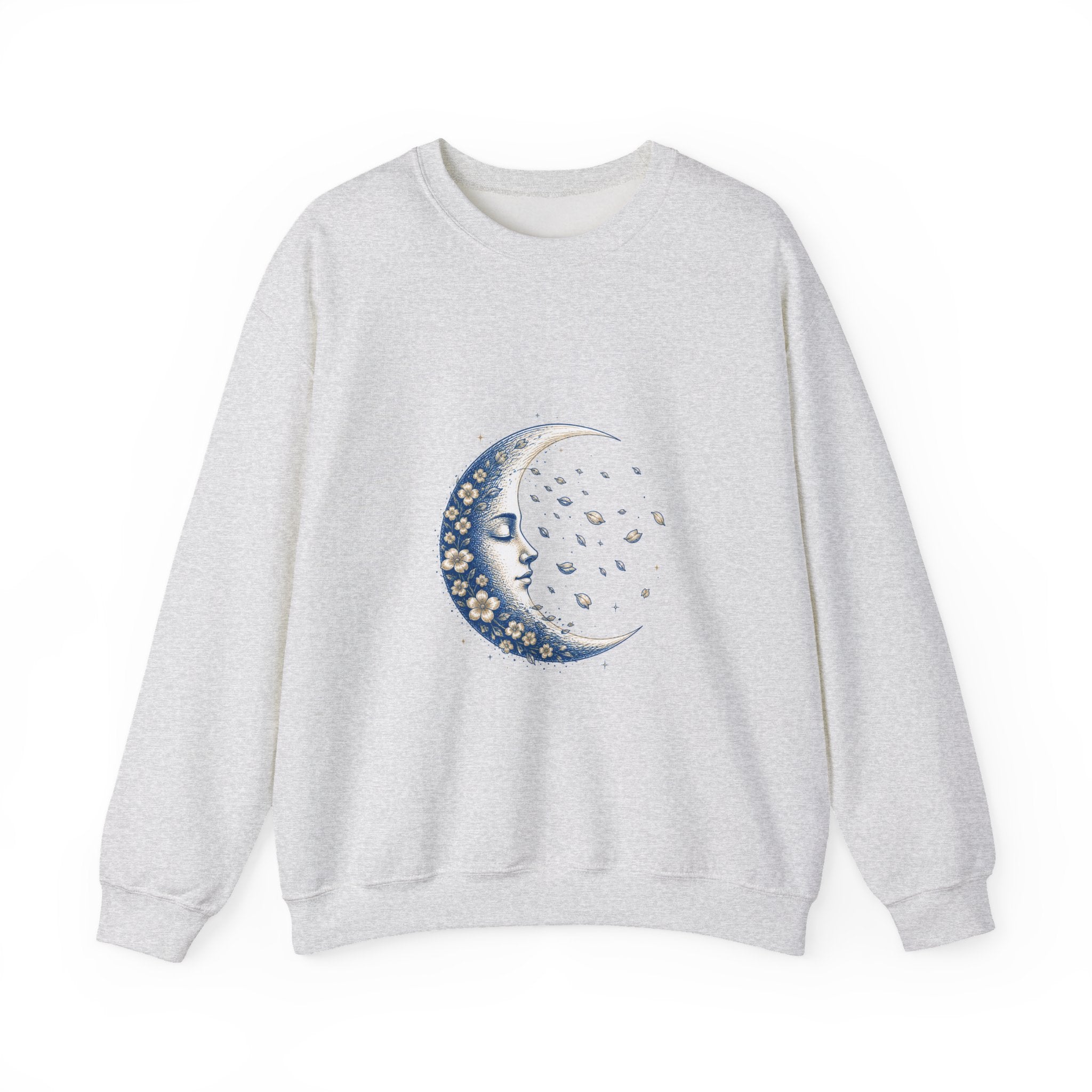Matching Couple Sweatshirt - Waxing & Waning Moon Matching Couple Crewneck Sweatshirt Hand-Drawn Art His Hers Best Friend Gift - Design B