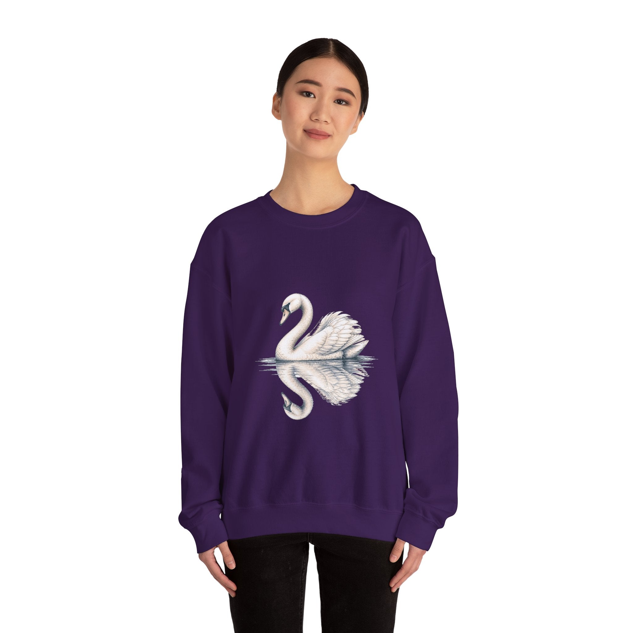 Matching Couple Sweatshirt - Raven & Swan Matching Couple Premium Fleece Sweatshirt Hand-Drawn Art His Hers Anniversary Gift - Design B