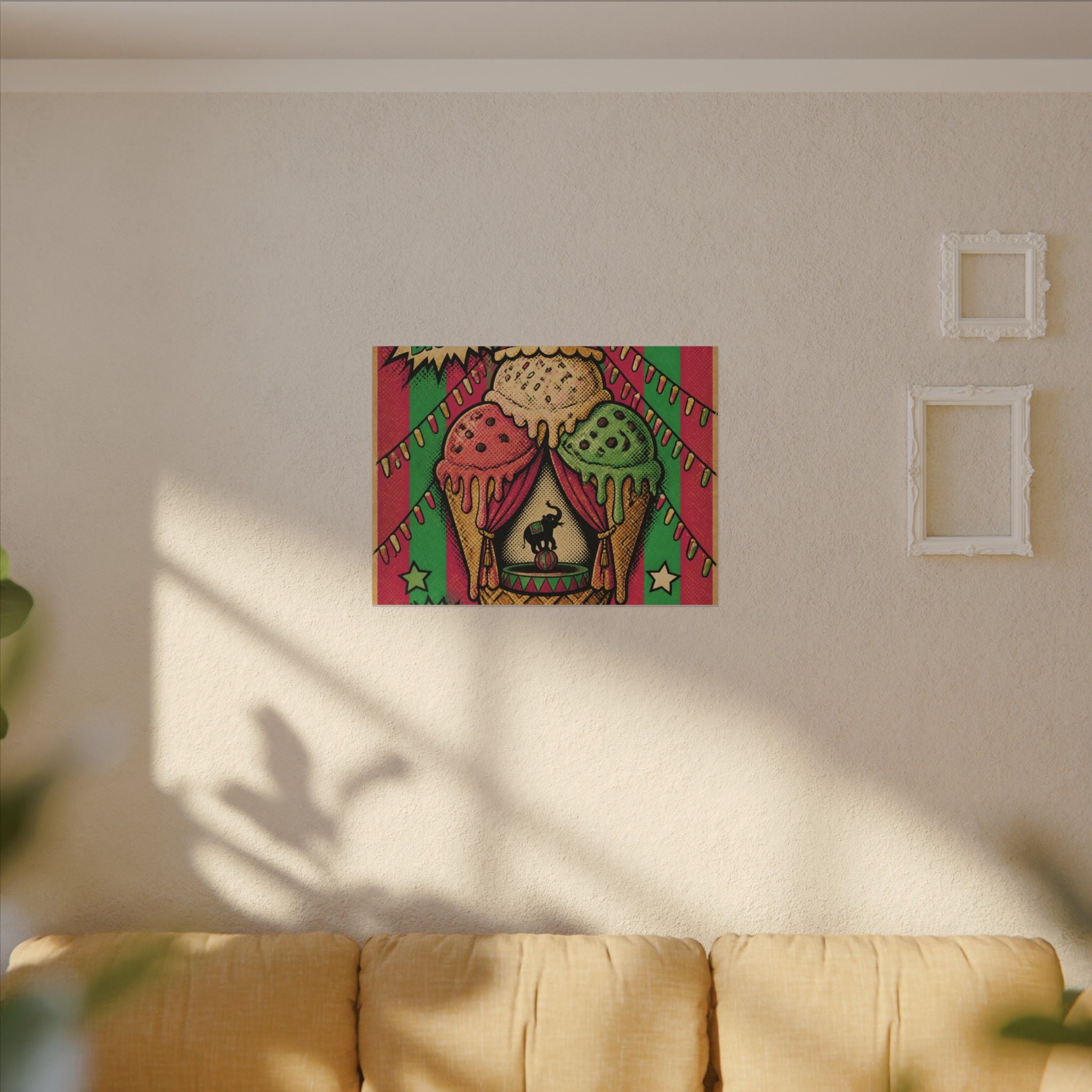 Ice Cream Cone Circus Tent Wall Art Canvas 16×20 Pop Art Living Room Decor Maximalist Print