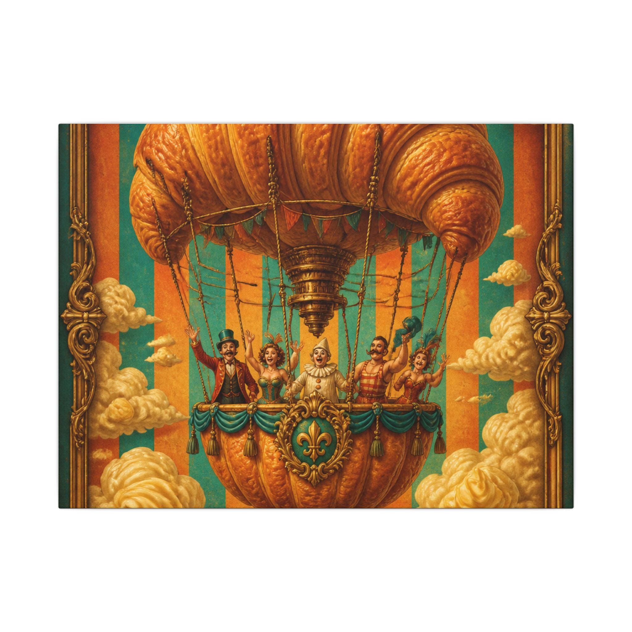 Croissant Hot Air Balloon Wall Art Canvas 24×36 Baroque Studio Decor Maximalist Print