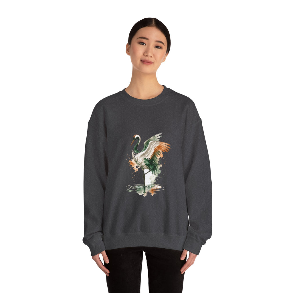 Matching Couple Sweatshirt - Tiger & Crane Matching Couple Premium Fleece Sweatshirt Watercolor Art His Hers Birthday Gift - Design B